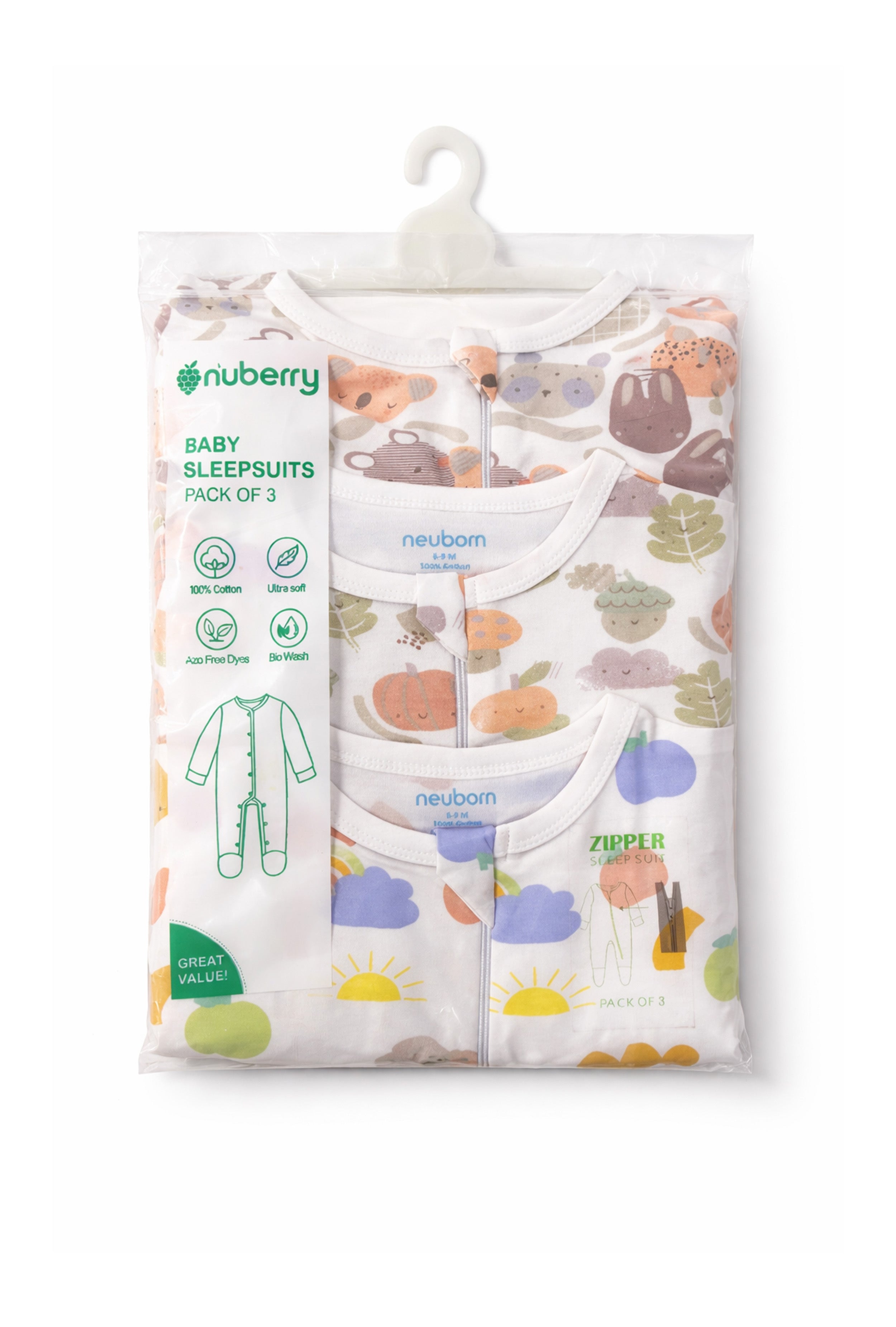 Chosen by Moms | Loved by Babies | Pure Cotton Sleep Suits (Pack of 3)