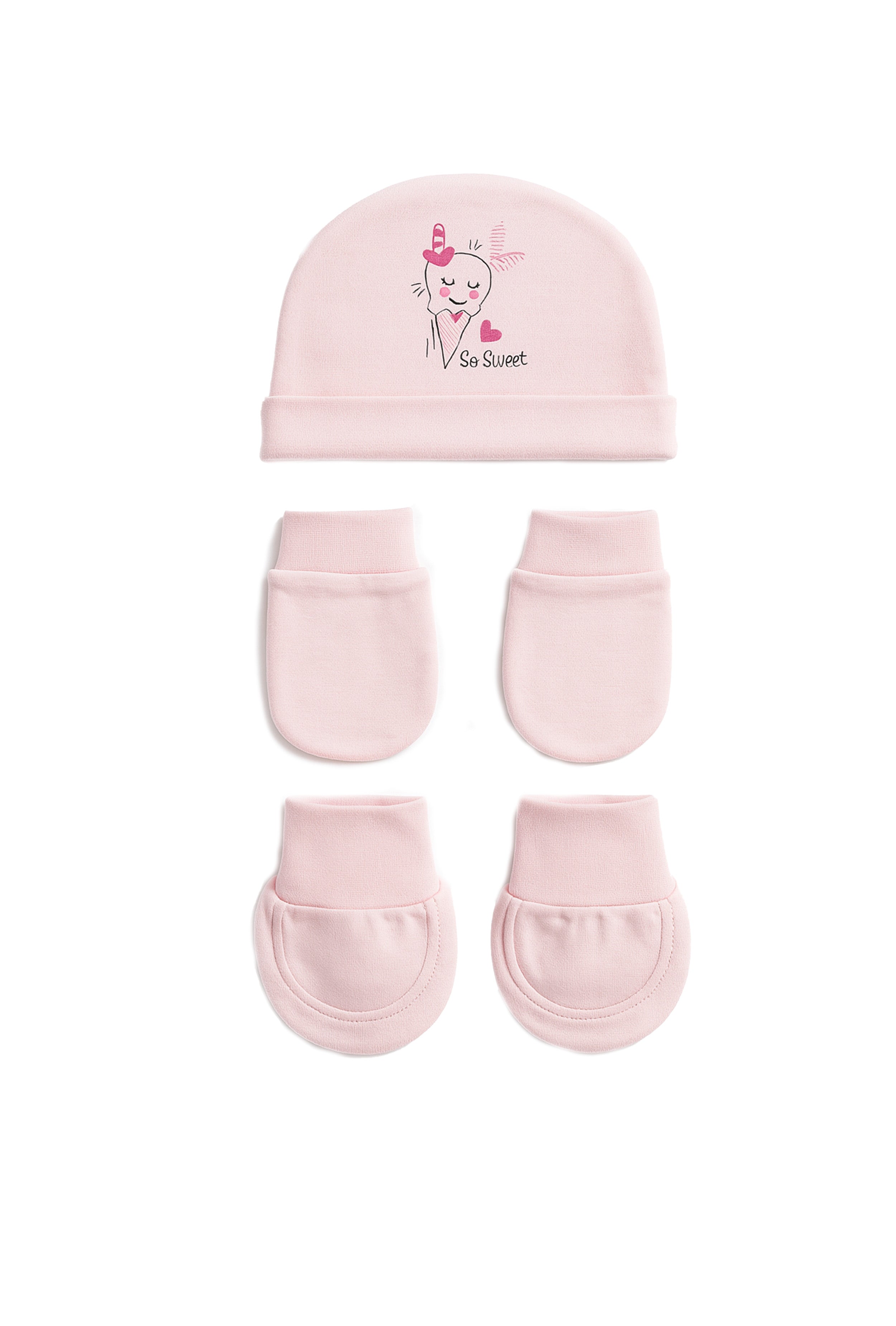 Nuberry Unisex Baby Booties, Mittens & Cap Set (Pink)