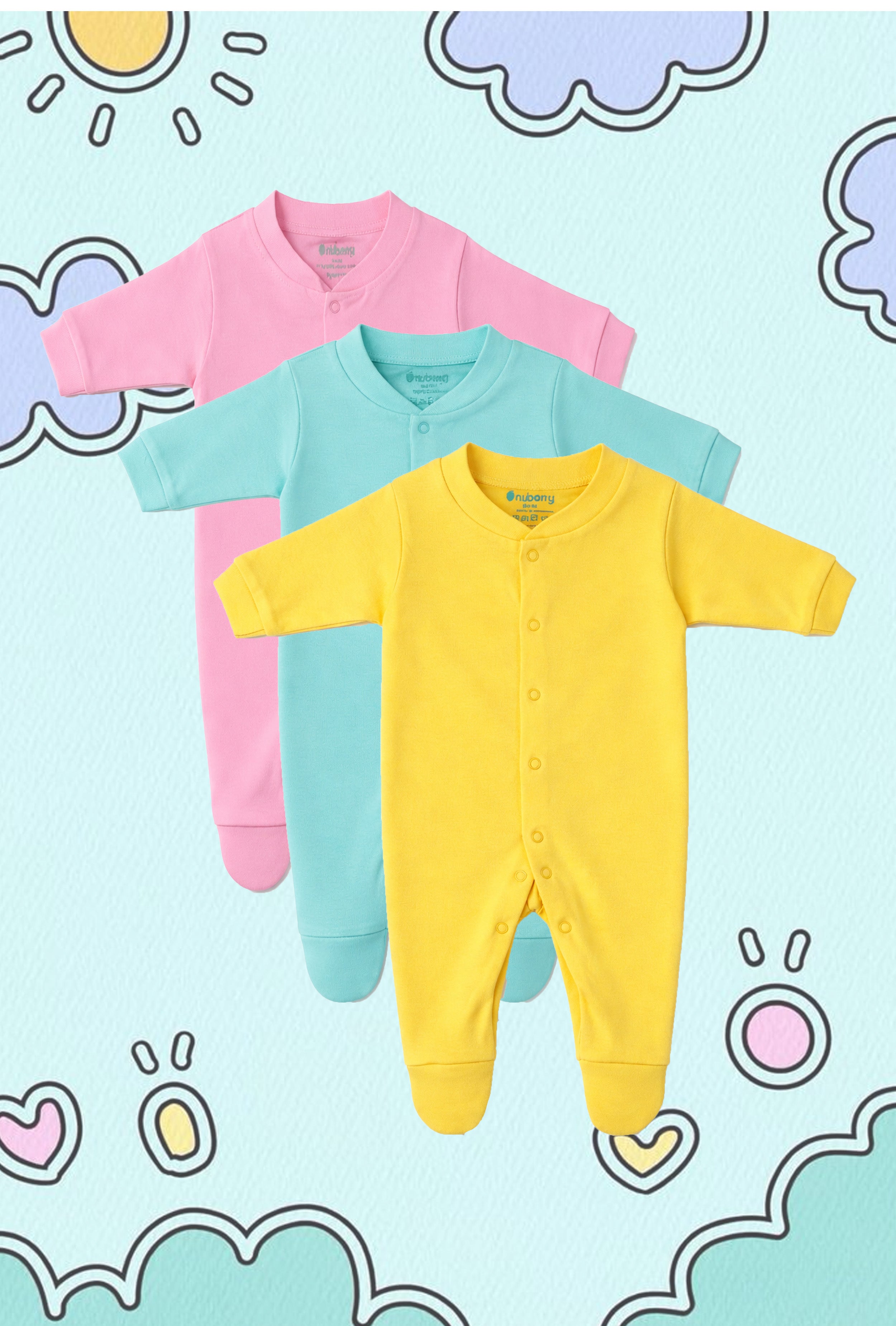 Chosen by Moms | Loved by Babies | Pure Cotton Sleep Suits (Pack of 3)