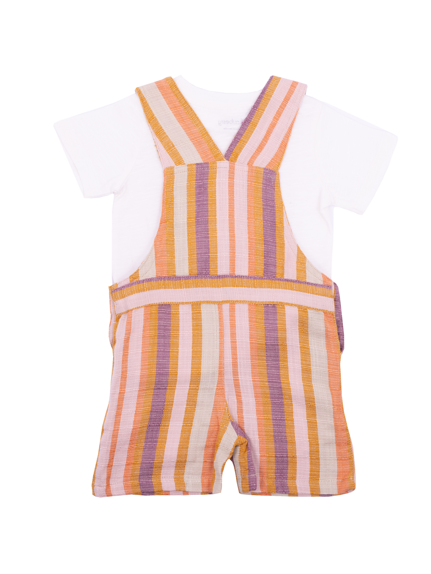 Multi Color Striped Dungaree Set with T-shirt for Boys