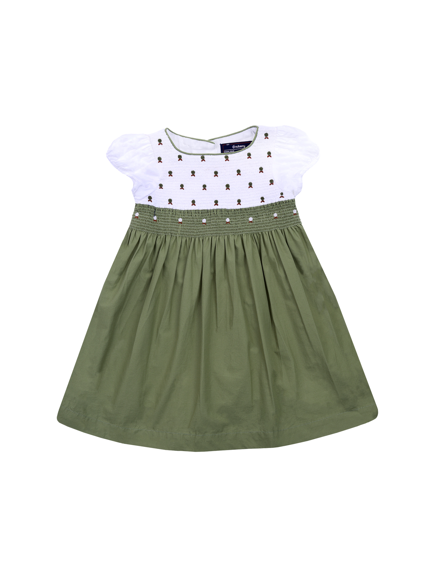 Olive Green Smocking Dress for Girls