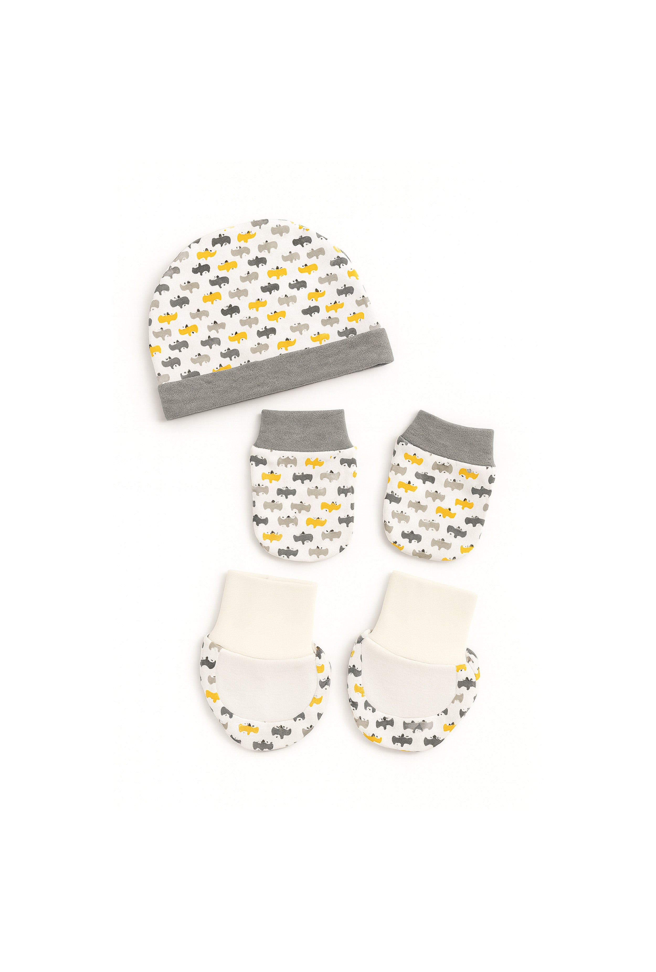 Nuberry Unisex Baby Booties, Mittens & Cap Set (Multi Color)