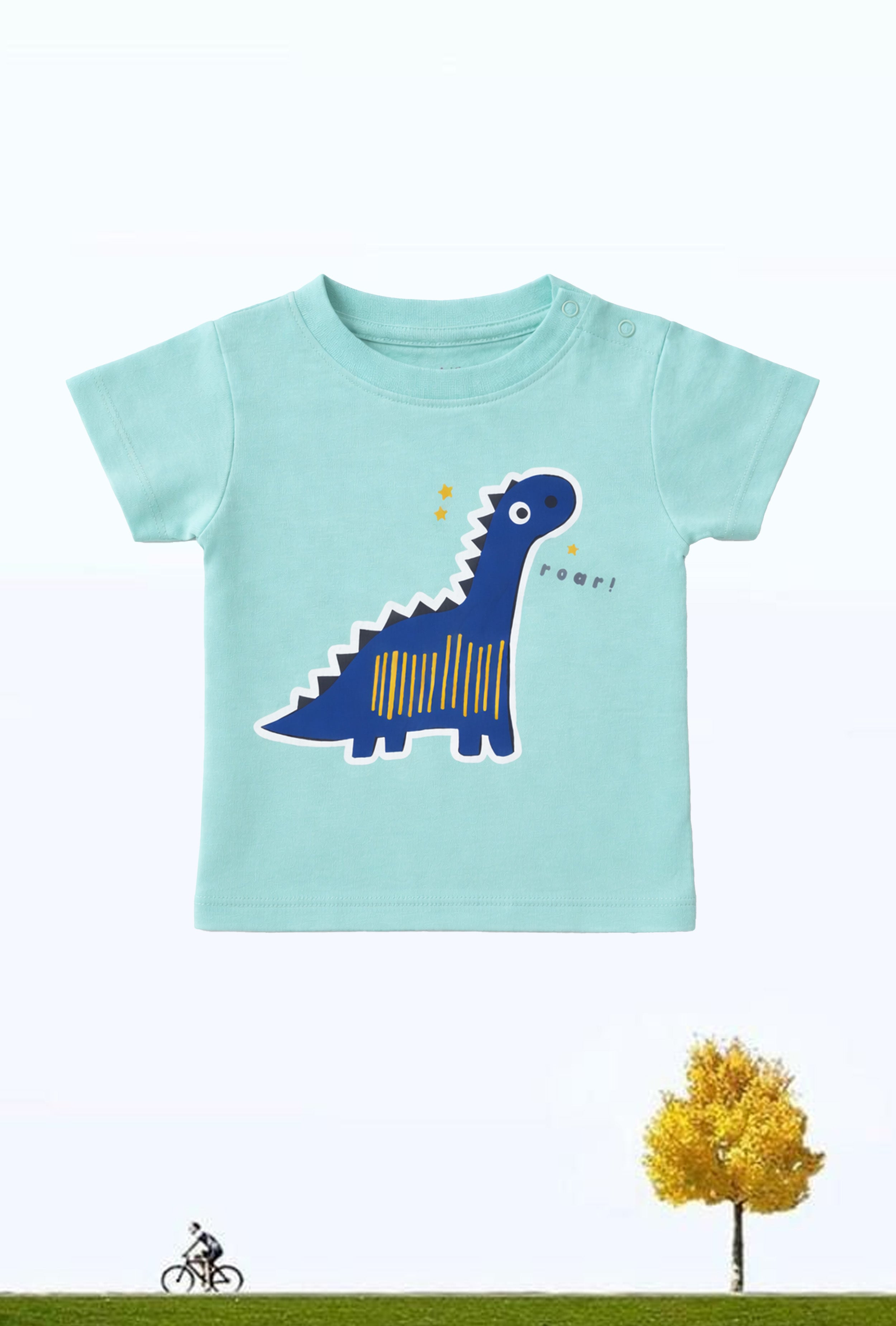 Little Explorer’s Favorite | Nuberry Dino Print Aqua Blue T-Shirt
