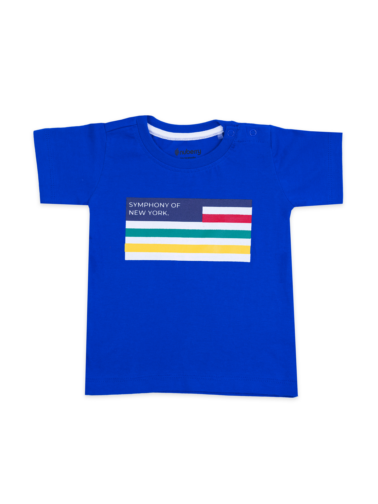 Boys Blue Striped Half Sleeve Printed T-shirt