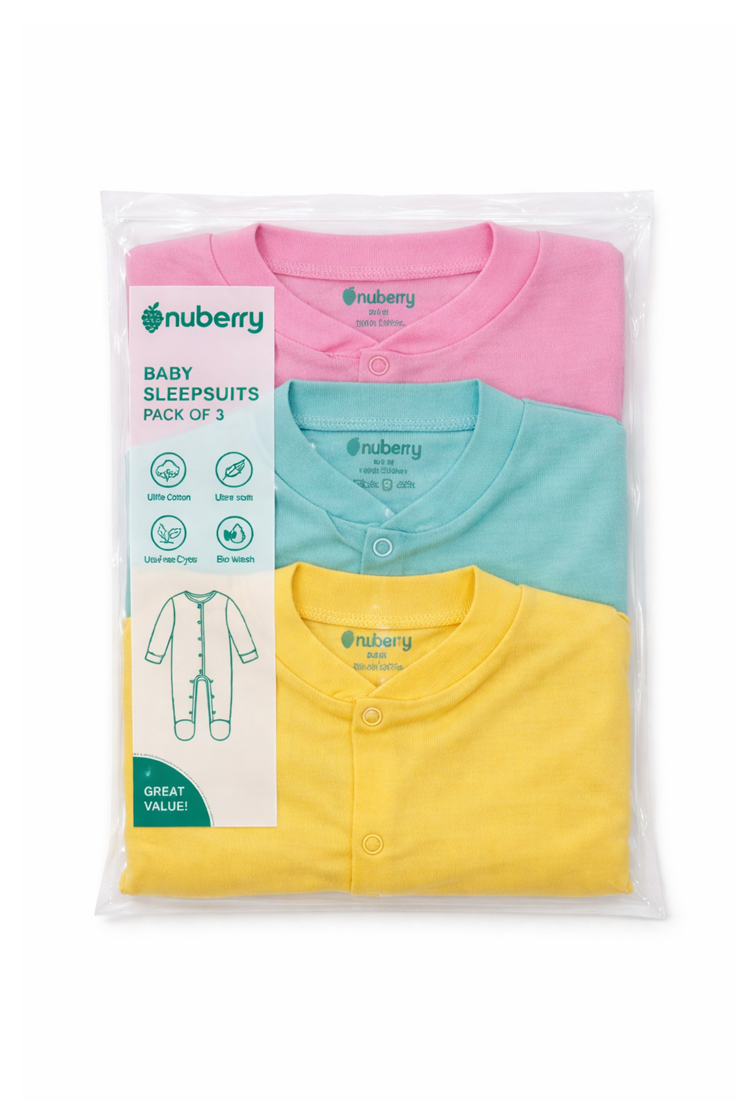 Chosen by Moms | Loved by Babies | Pure Cotton Sleep Suits (Pack of 3)