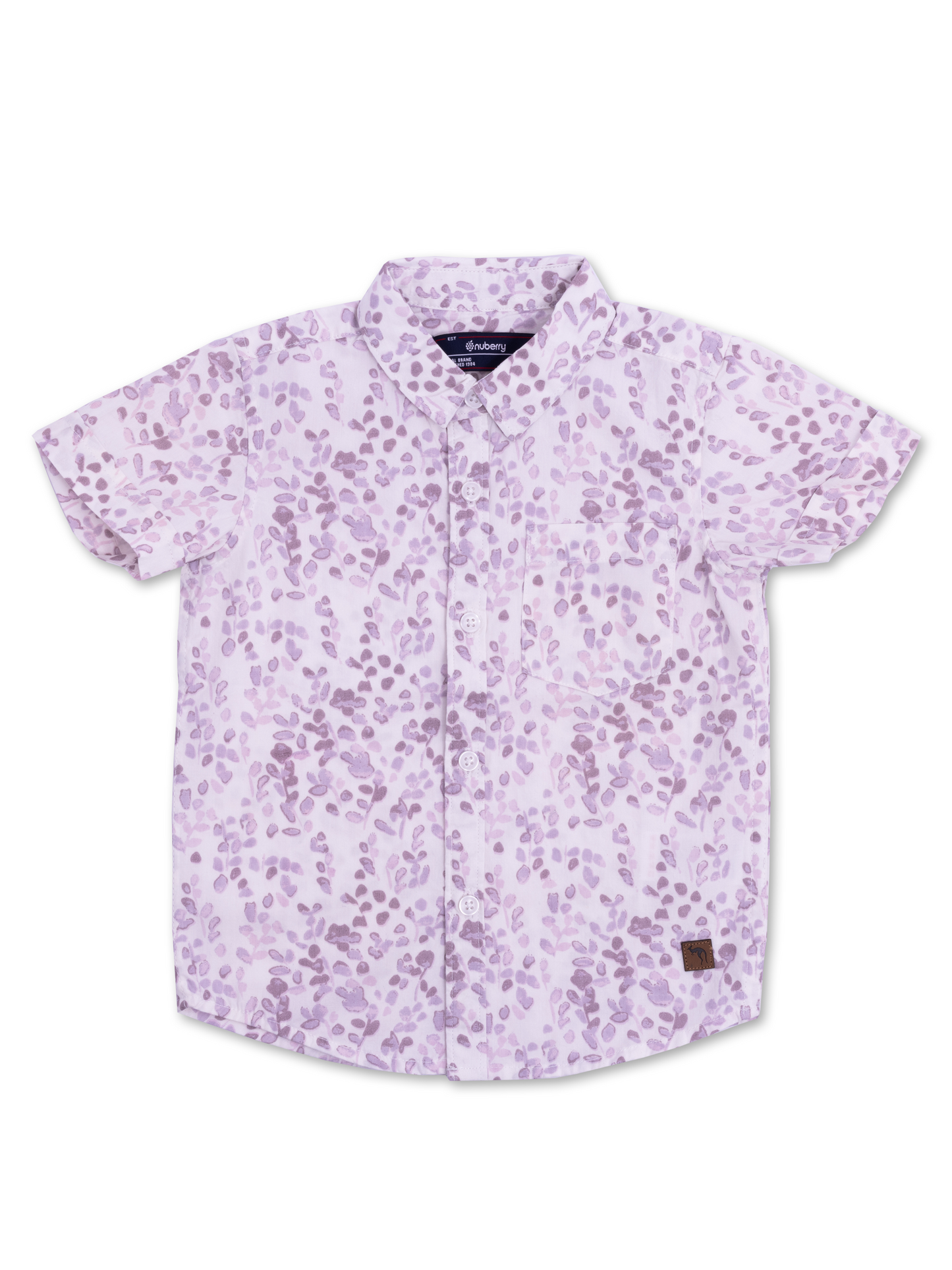 Boys Mauve Printed Half Sleeve Shirt