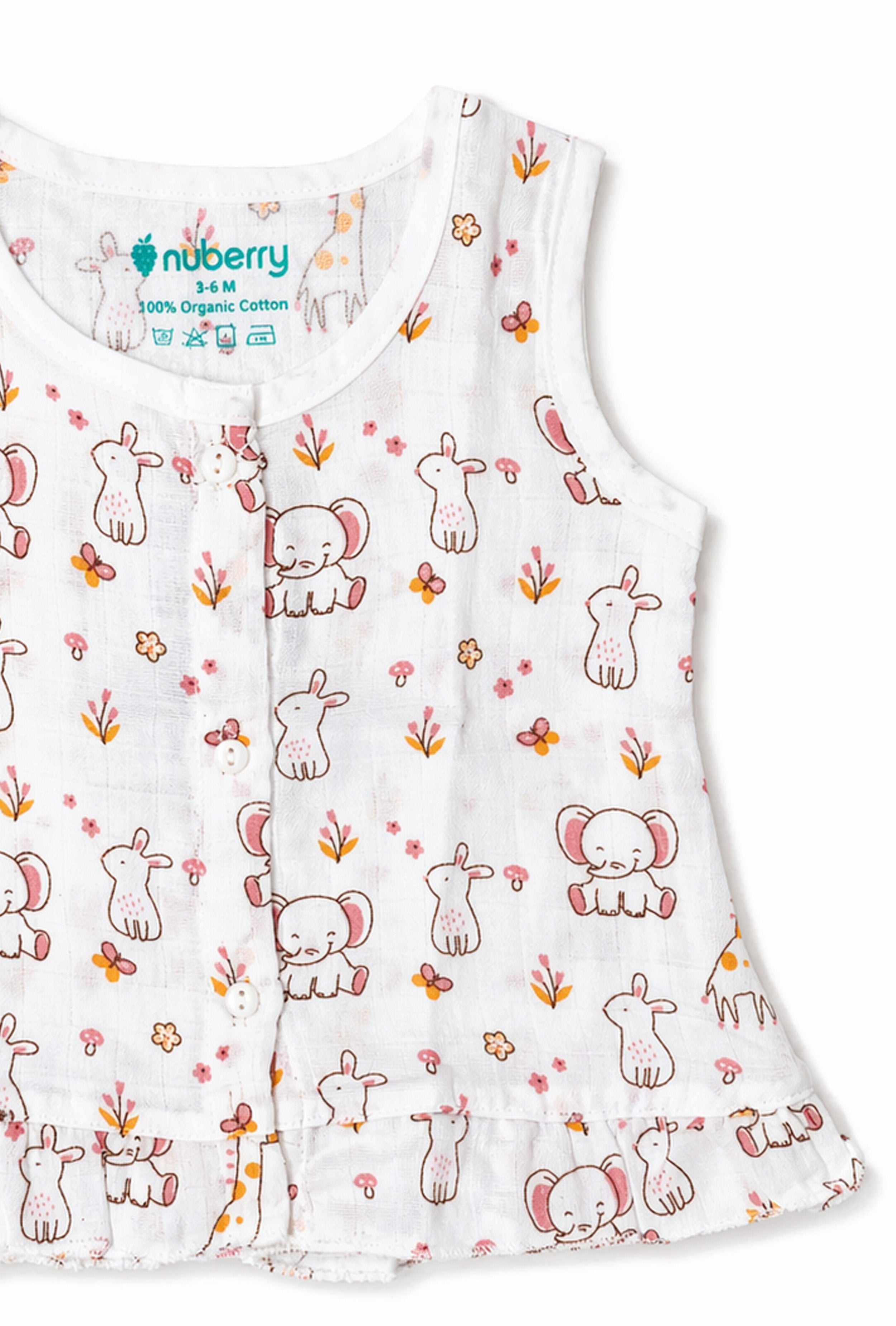 Nuberry Newborn Girls Sleeveless Muslin Frock