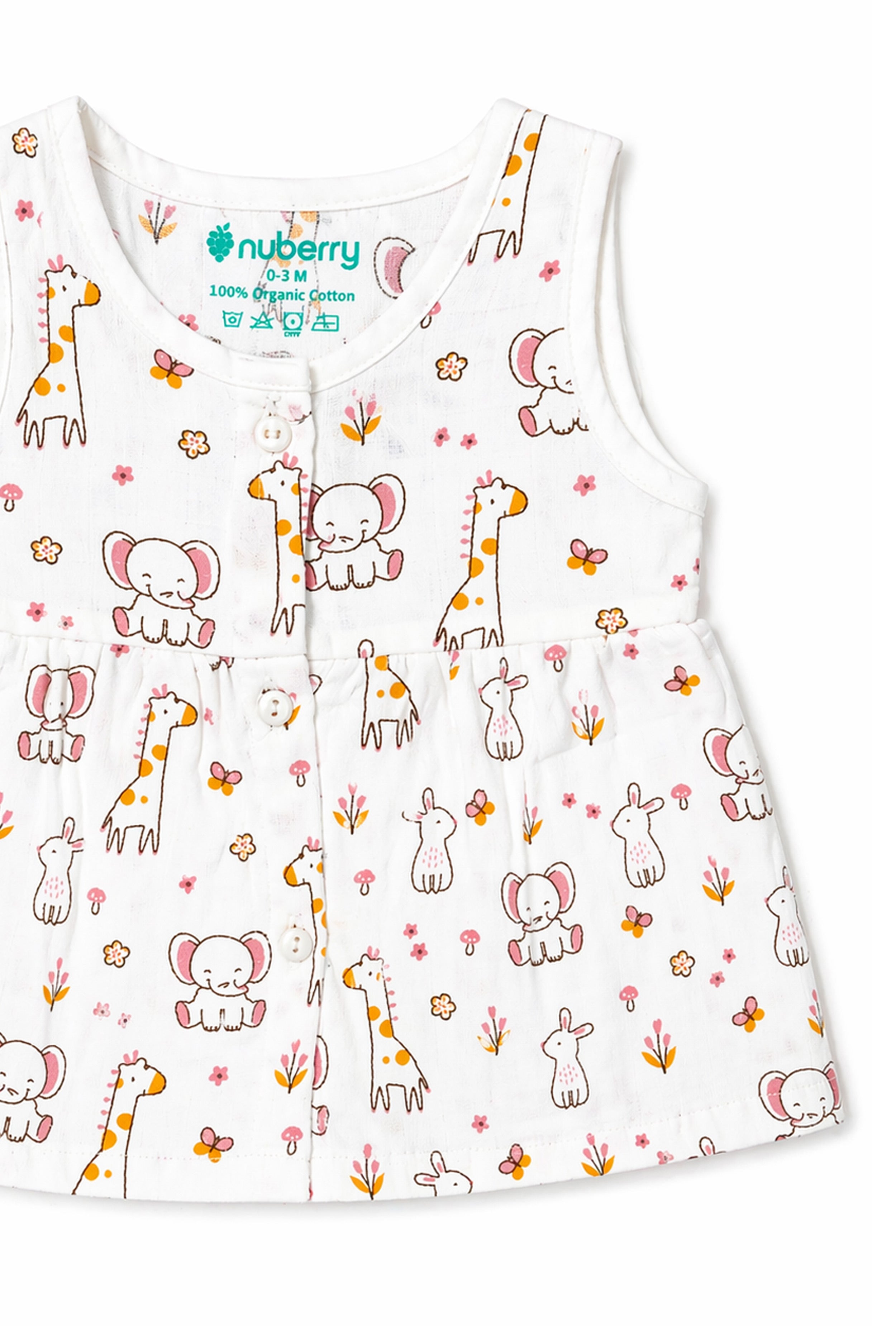 Nuberry Newborn Girls Sleeveless Muslin Frock