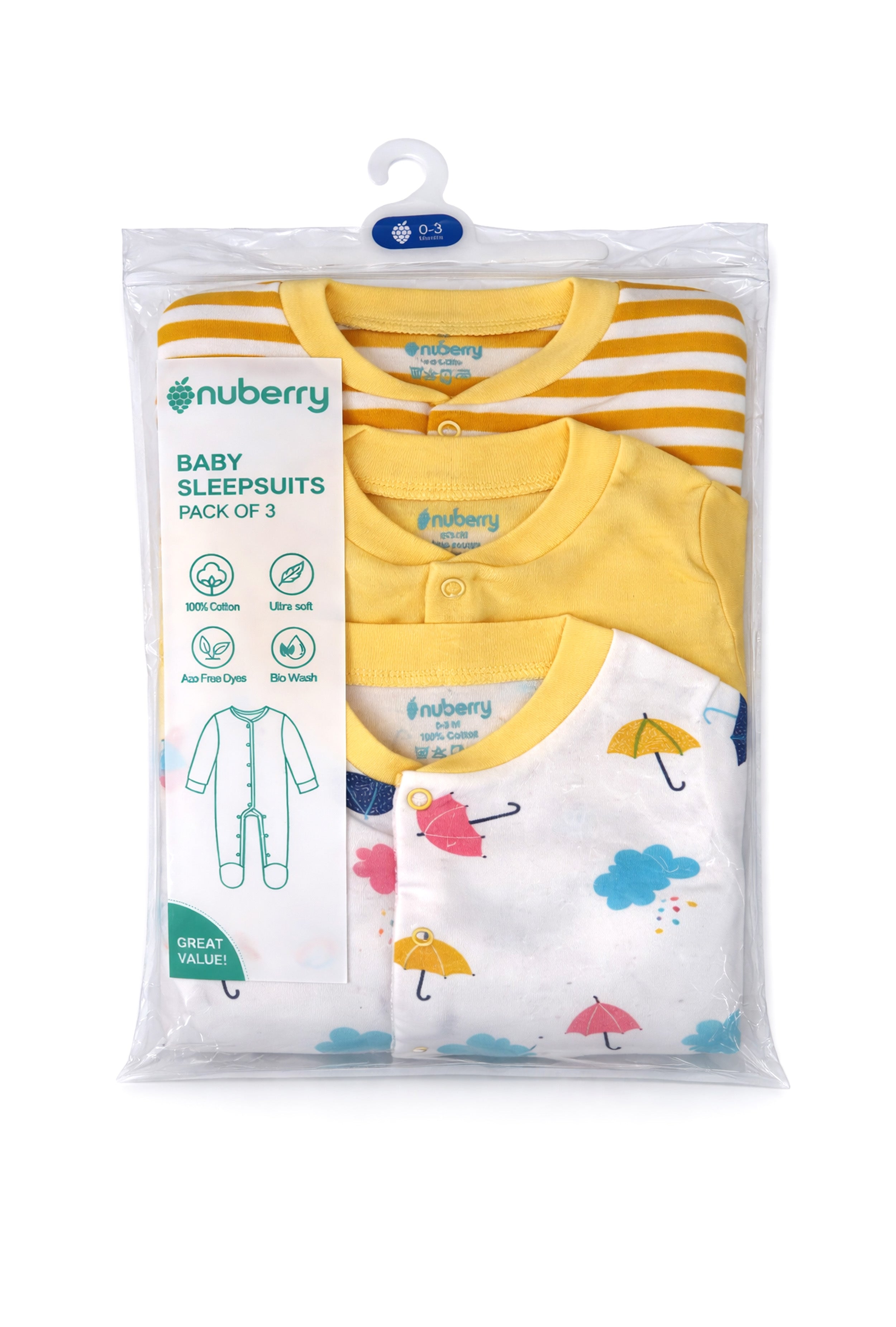 Chosen by Moms | Loved by Babies | Pure Cotton Sleep Suits (Pack of 3)