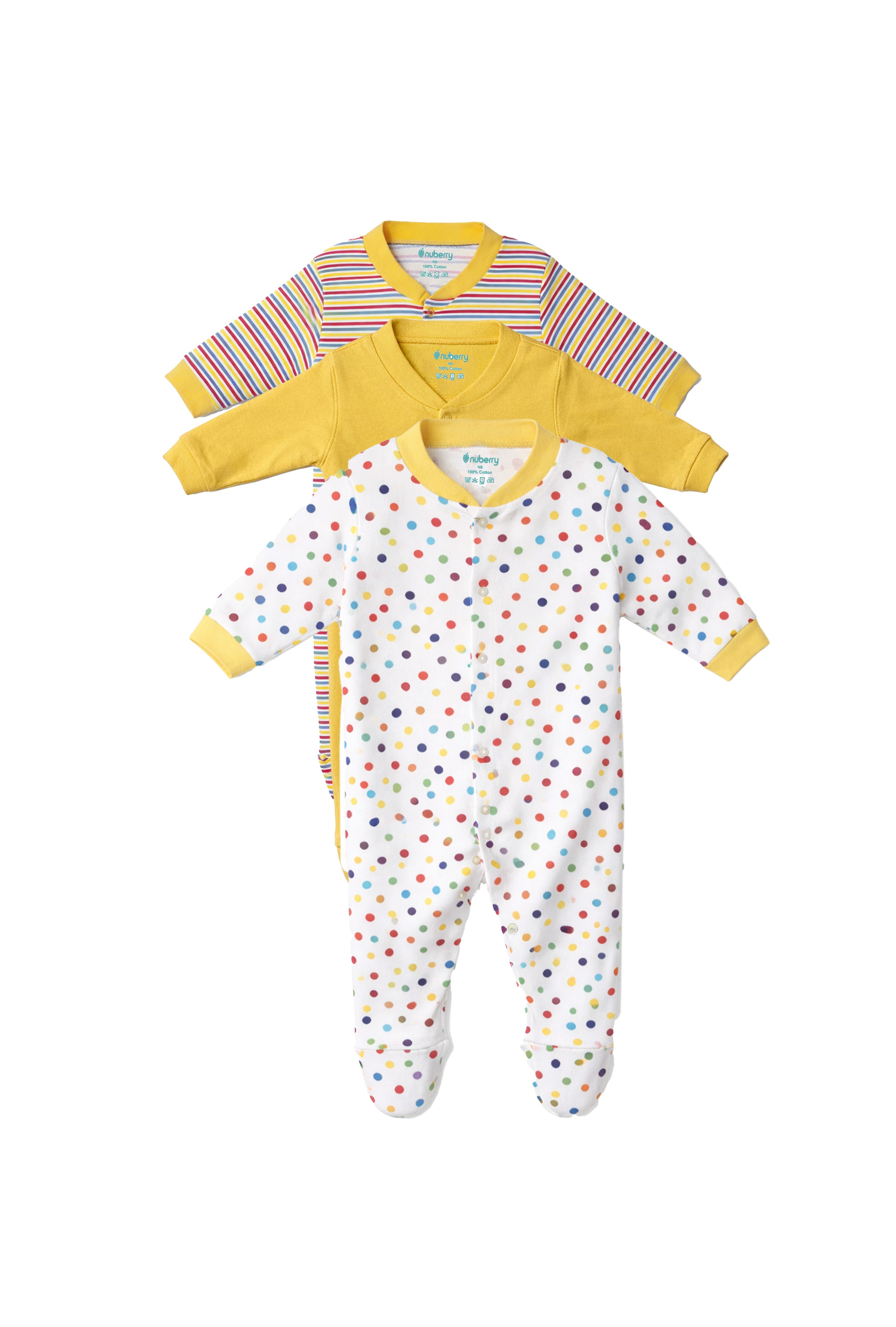 Mom’s Choice Pure Cotton Sleep Suits (3-Pack)