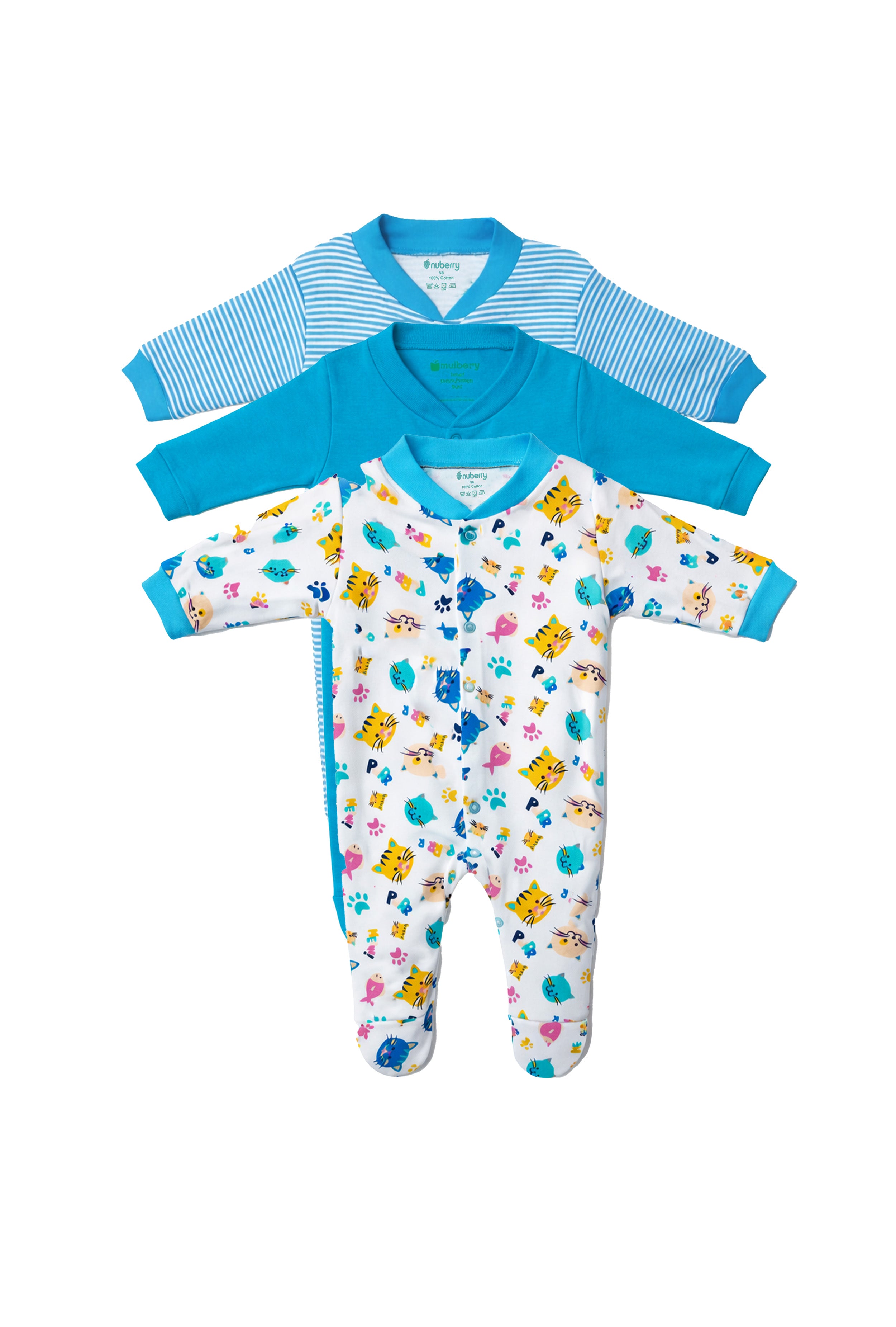 Mom’s Choice Pure Cotton Sleep Suits (3-Pack)