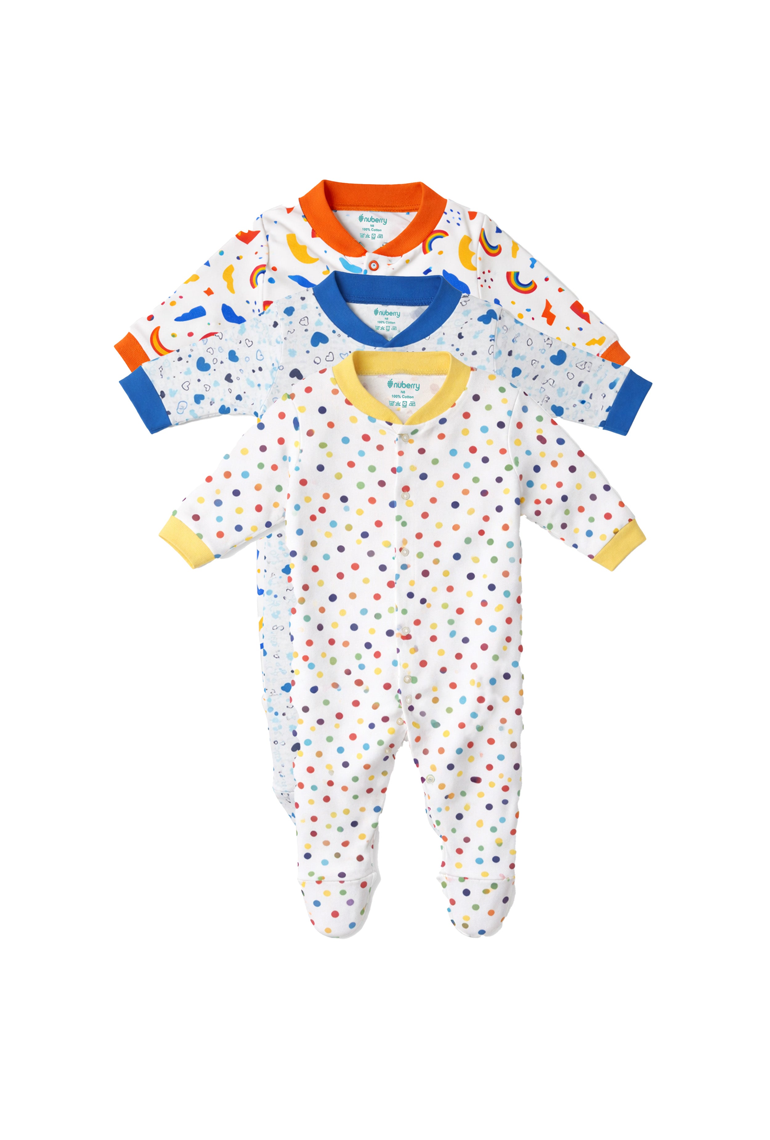 Mom’s Choice Pure Cotton Sleep Suits (3-Pack)