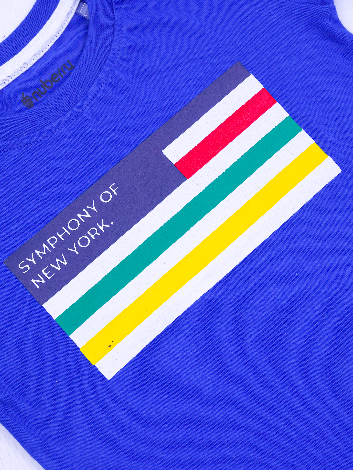 Boys Blue Striped Half Sleeve Printed T-shirt