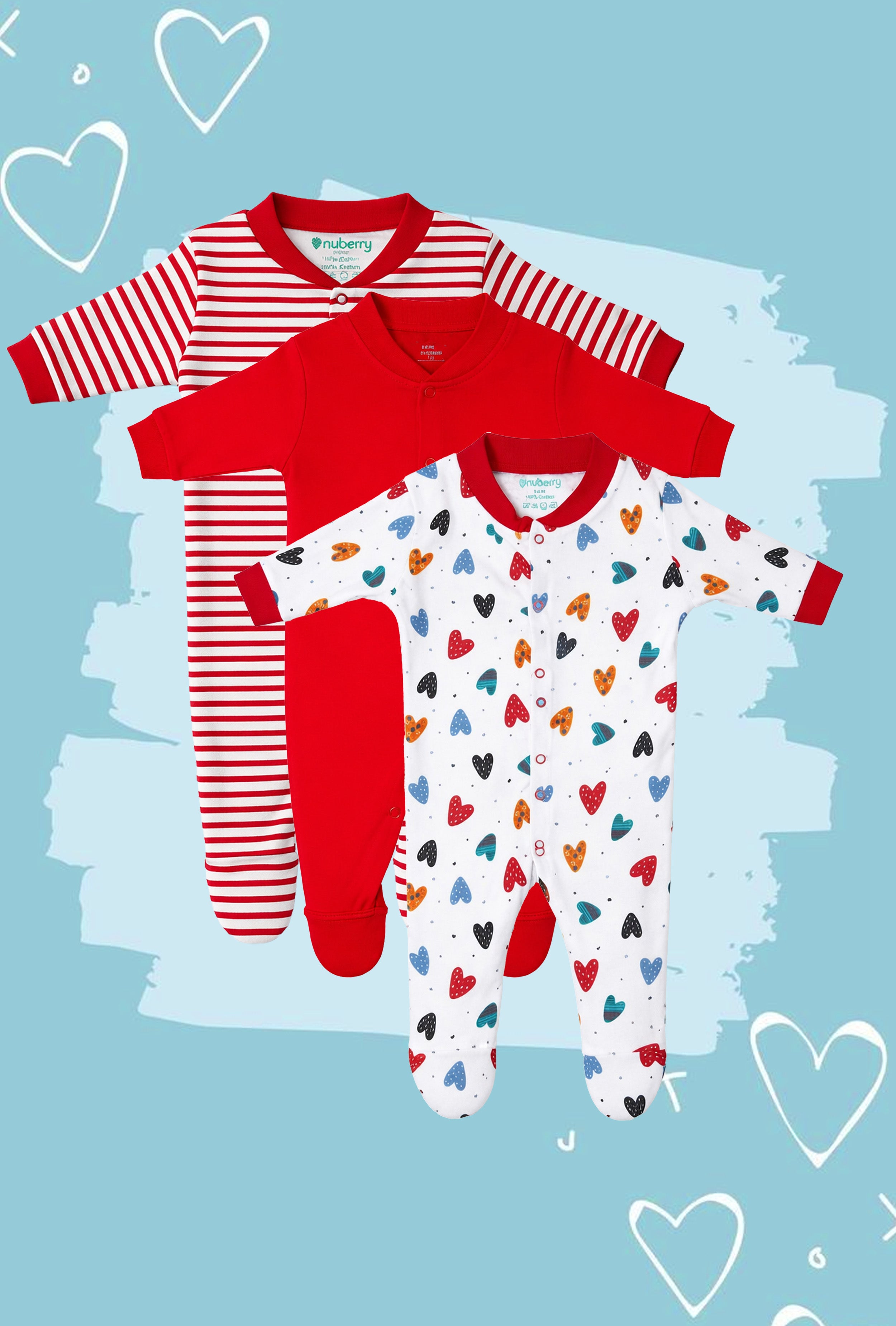 Chosen by Moms | Loved by Babies | Pure Cotton Sleep Suits (Pack of 3)