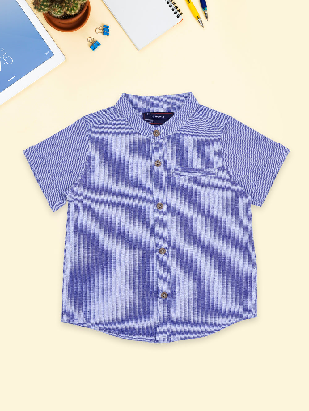 Blue Organic Linen Shirt for Boys