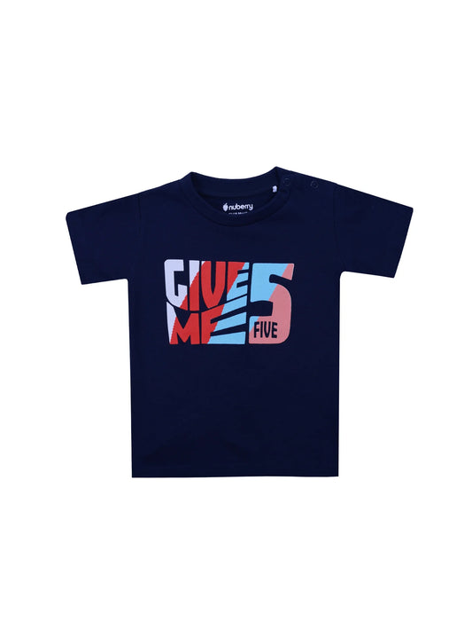 navy blue graphic print t-shirt for boys