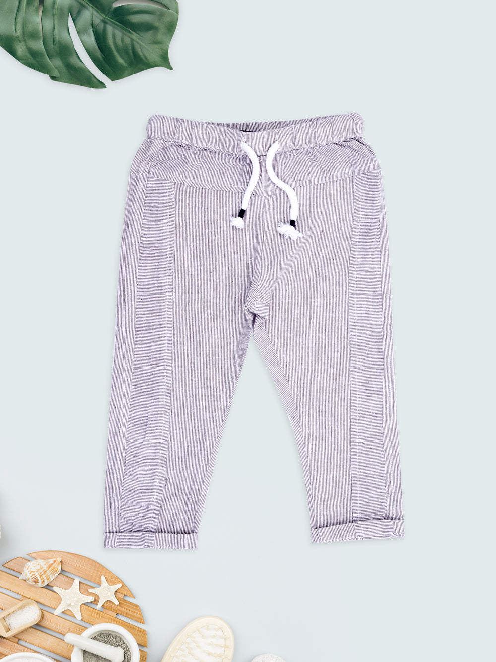 Beige Pure Linen Pants for Boys