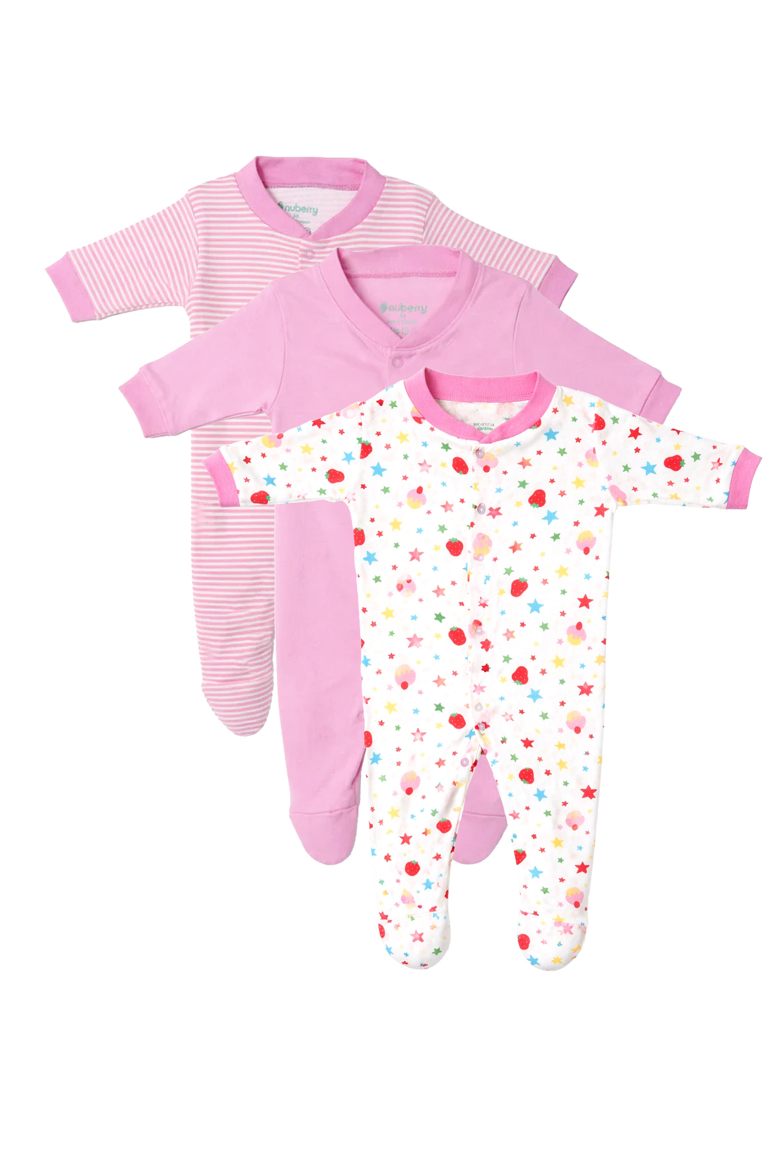 Chosen by Moms | Loved by Babies | Pure Cotton Sleep Suits (Pack of 3)