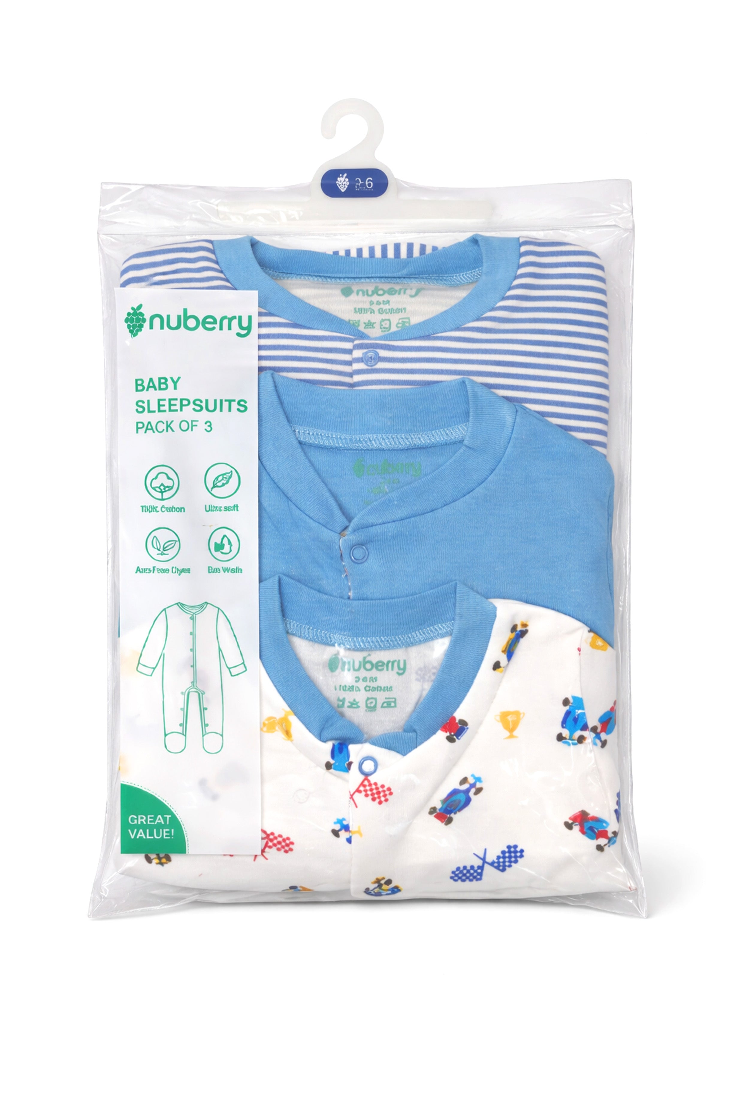 Chosen by Moms | Loved by Babies | Pure Cotton Sleep Suits (Pack of 3)