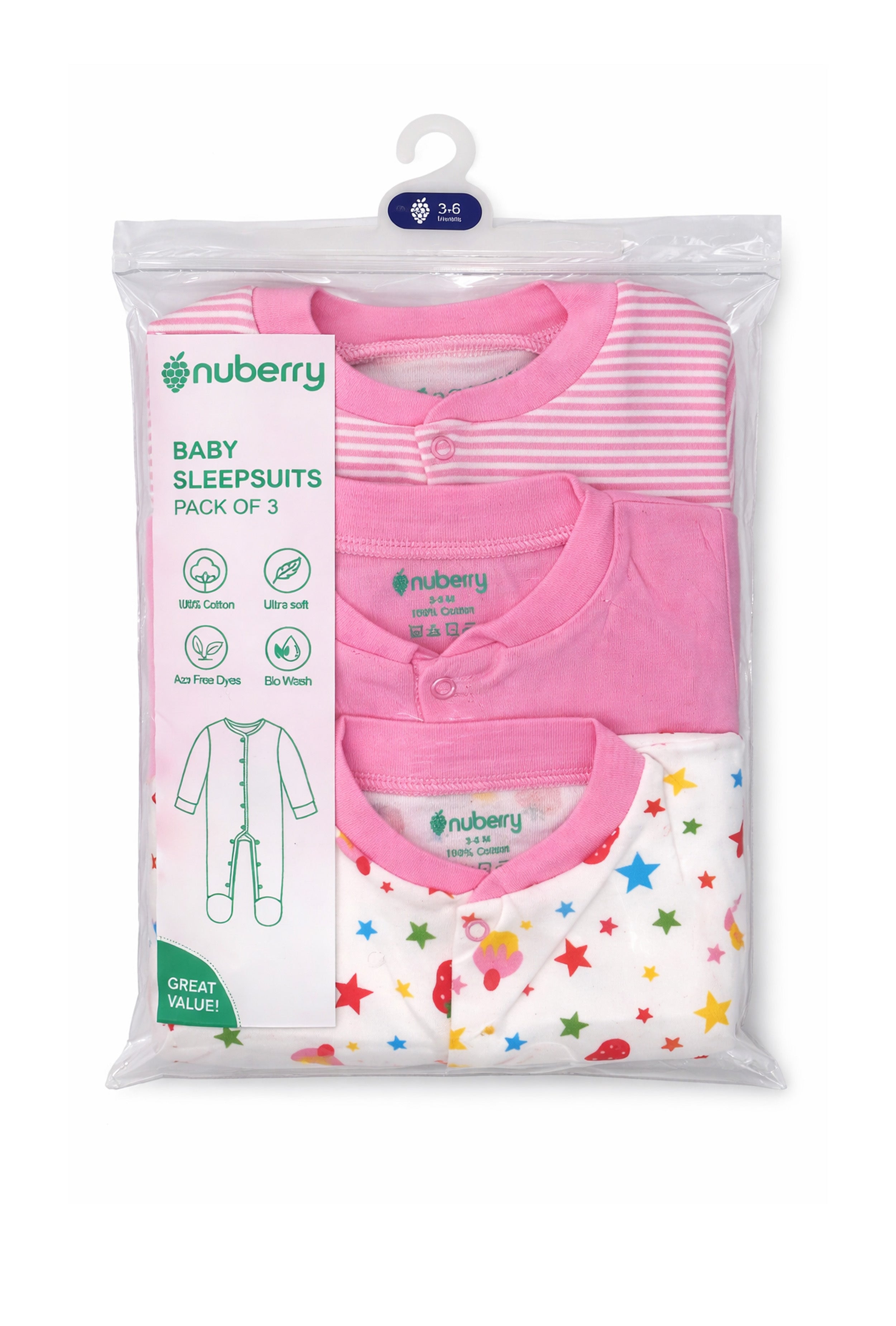 Chosen by Moms | Loved by Babies | Pure Cotton Sleep Suits (Pack of 3)