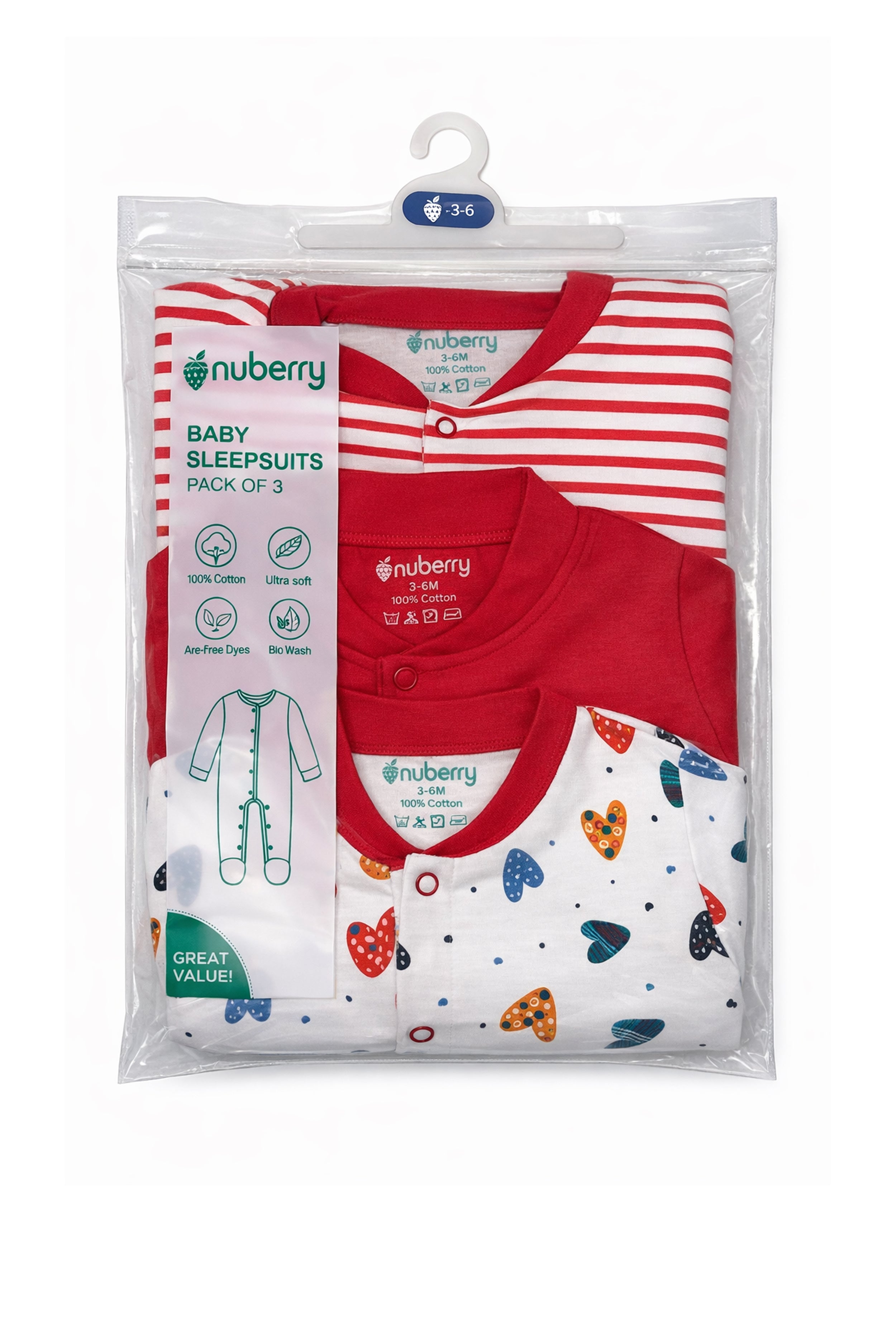 Chosen by Moms | Loved by Babies | Pure Cotton Sleep Suits (Pack of 3)