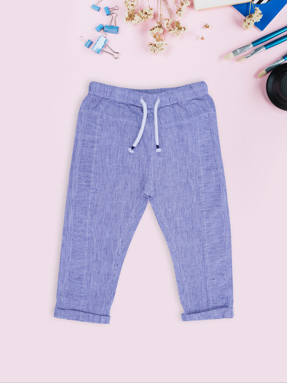 Blue Pure Linen Pants for Boys