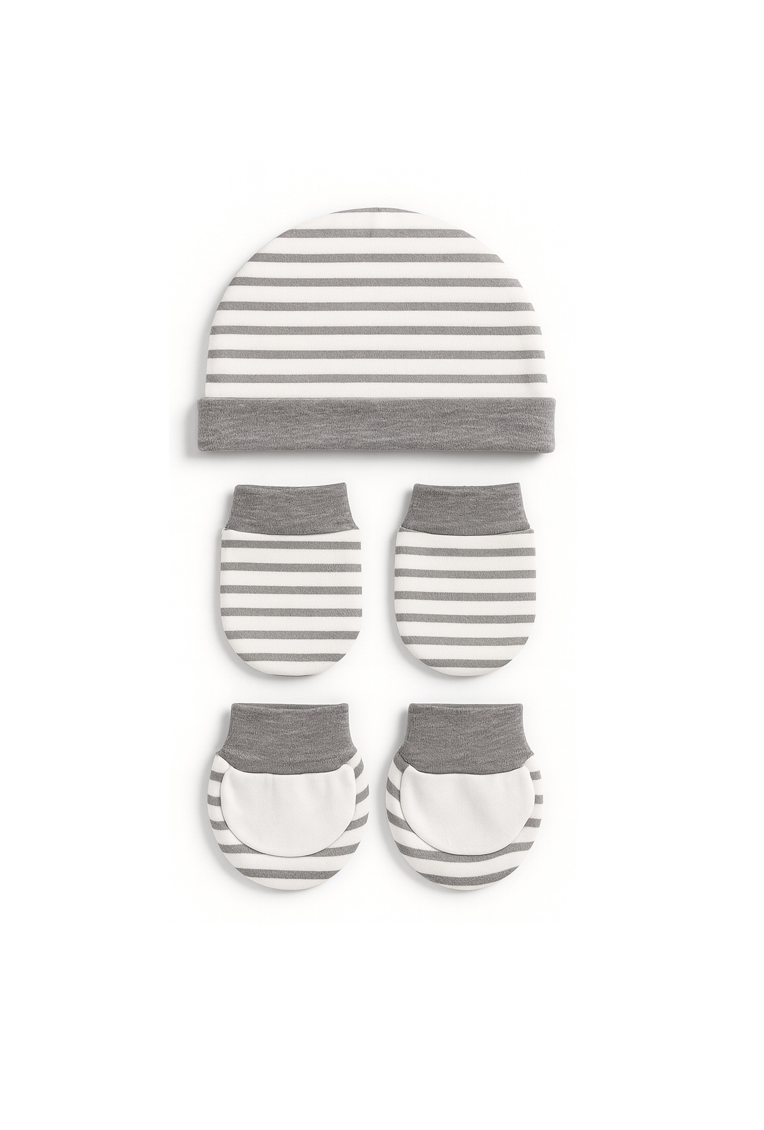 Nuberry Unisex Baby Booties, Mittens & Cap Set (Striped)