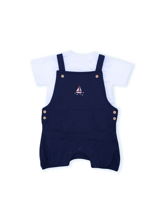 Dark Blue Boys Dungaree Set