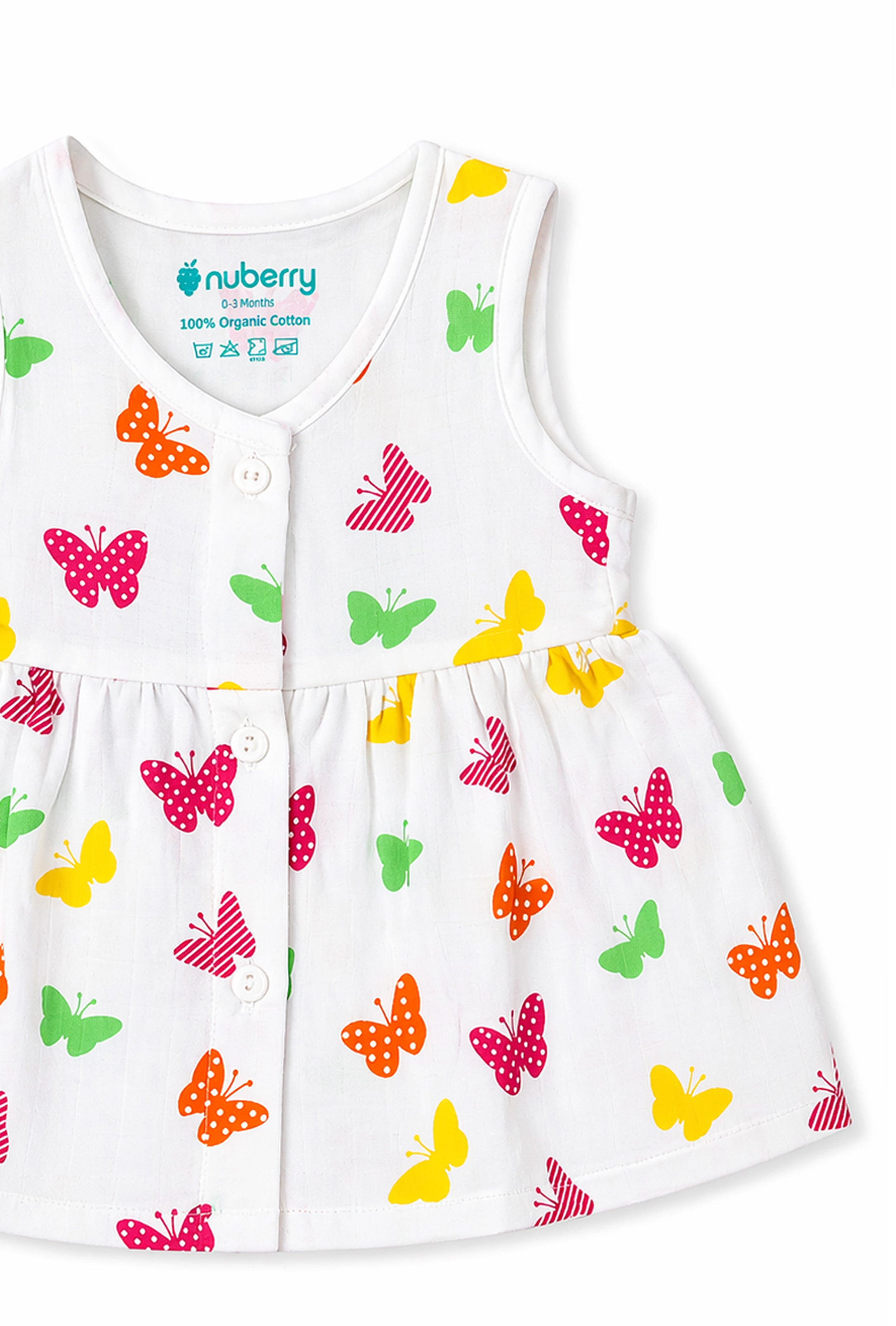 Nuberry Newborn Girls Sleeveless Muslin Frock