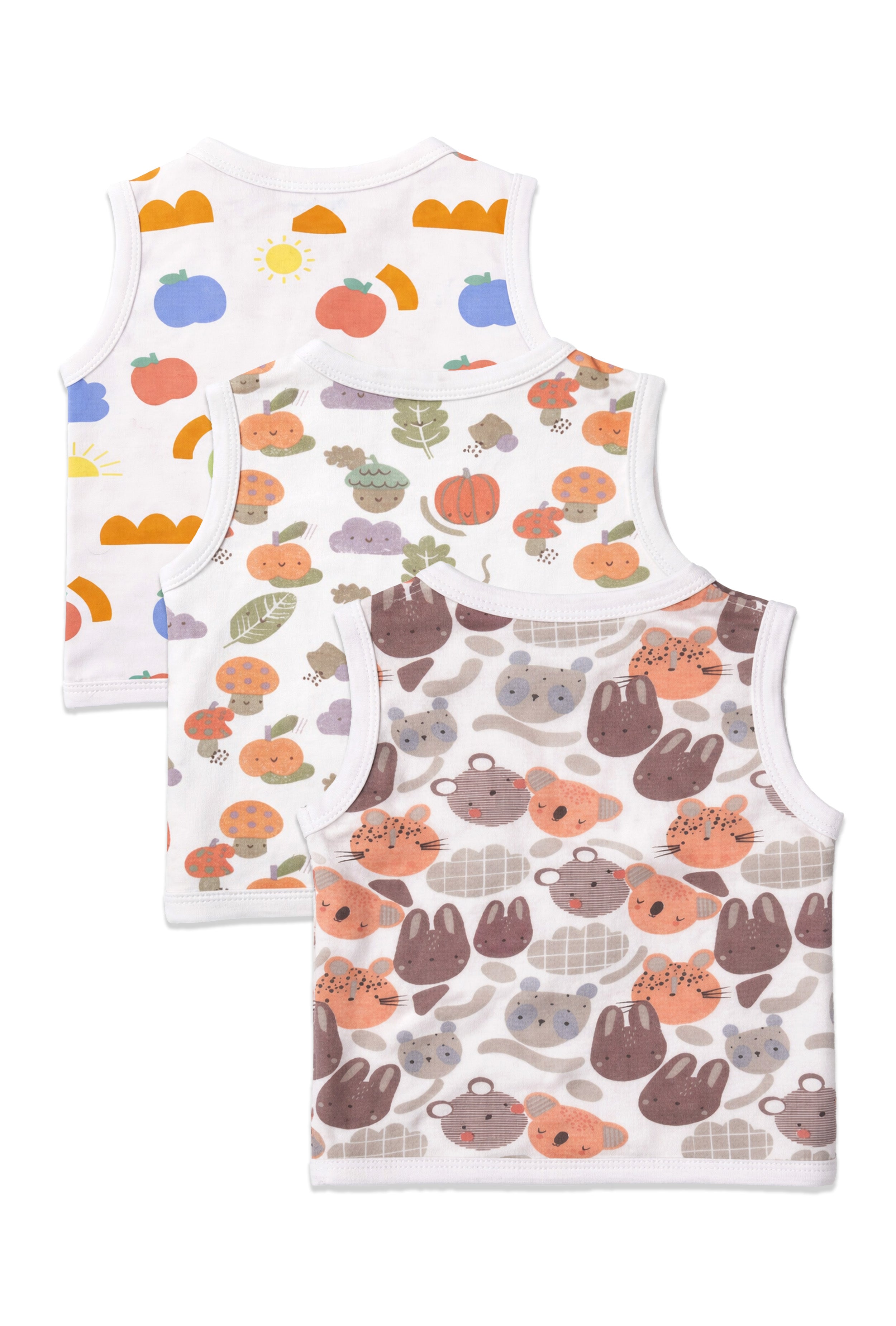 Nuberry Unisex Baby Open Vest (Pack of 3)