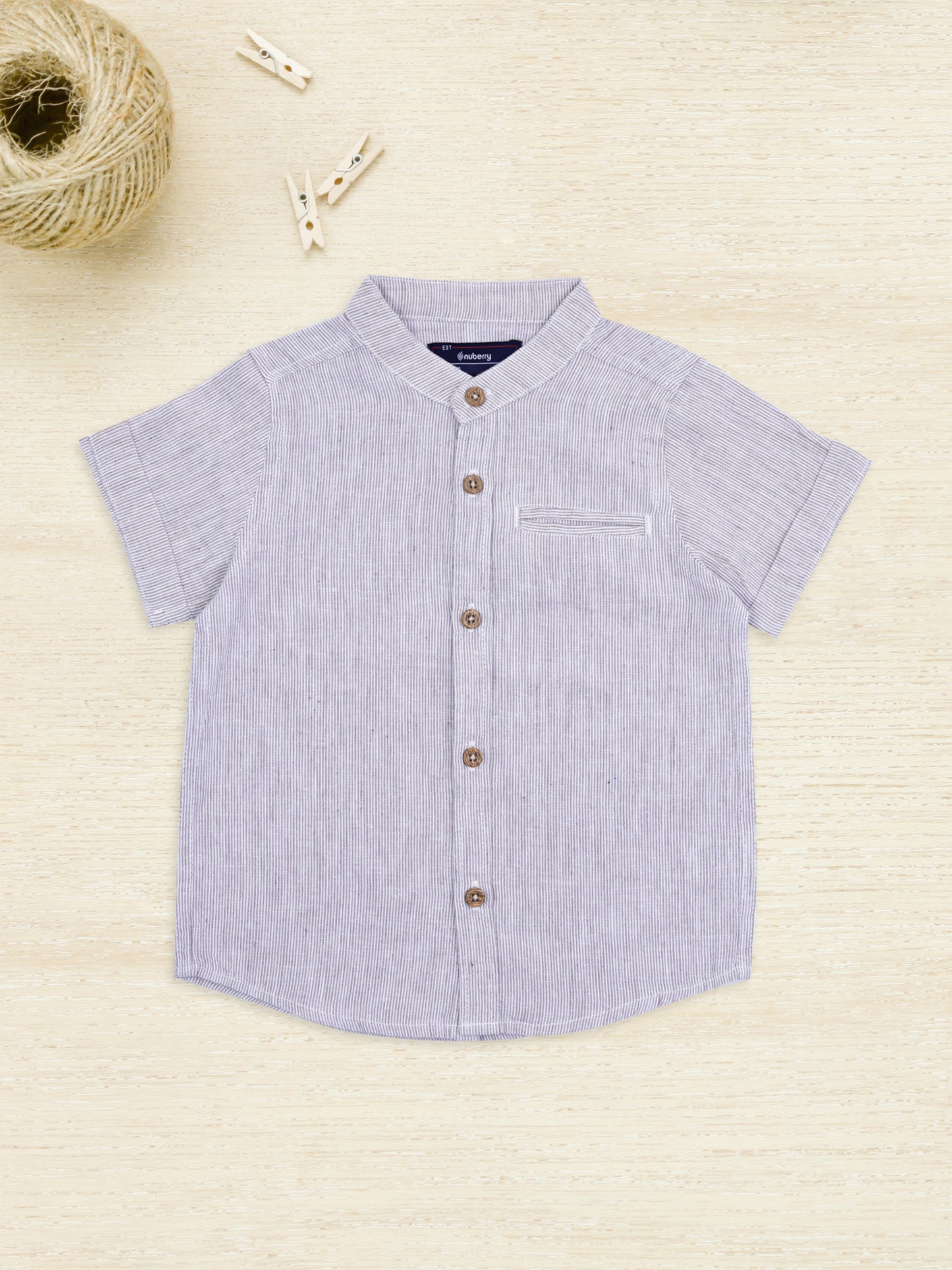 Beige Organic Linen Shirt for Boys