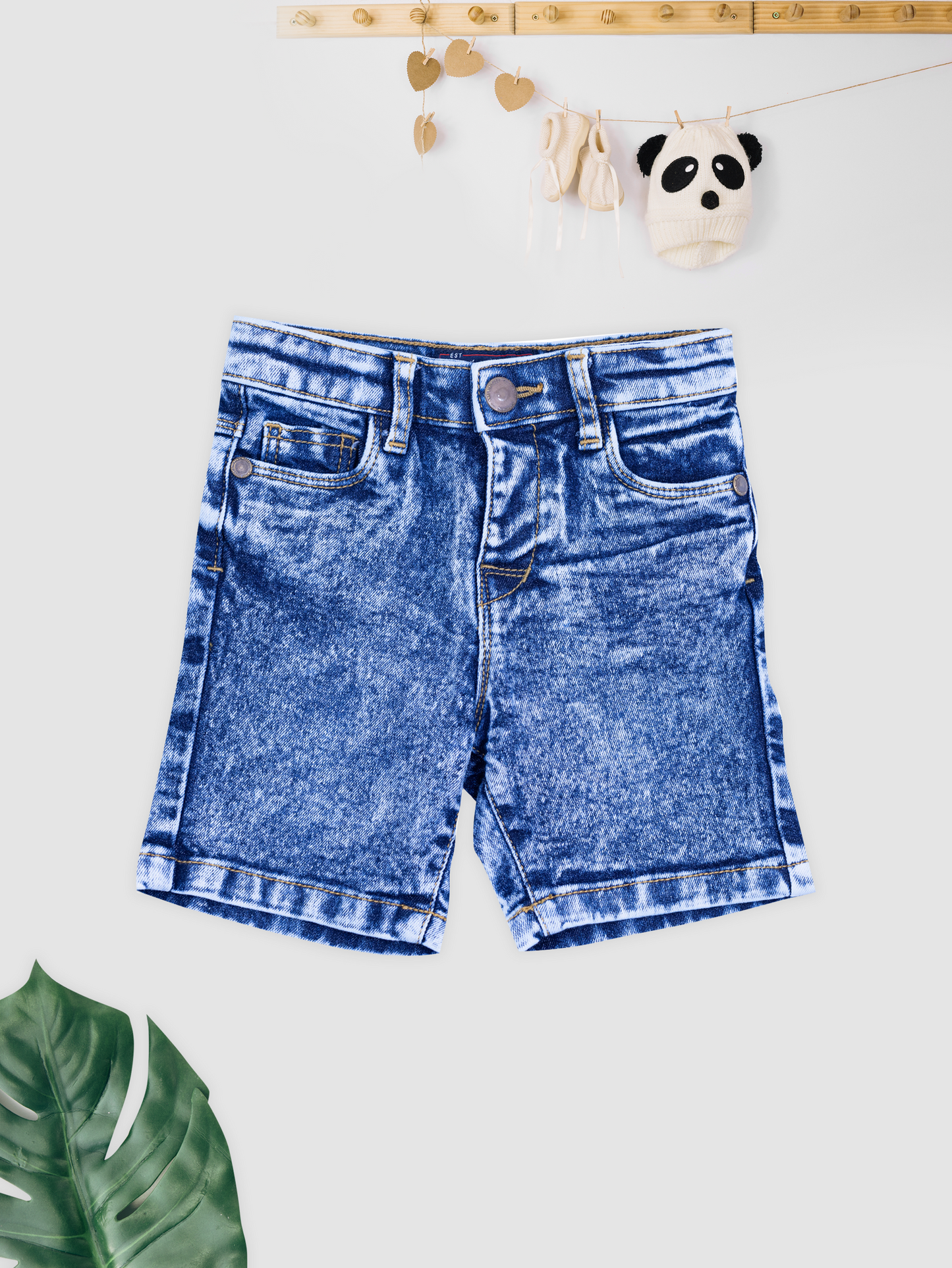 Boys Medium Wash Blue Denim Shorts