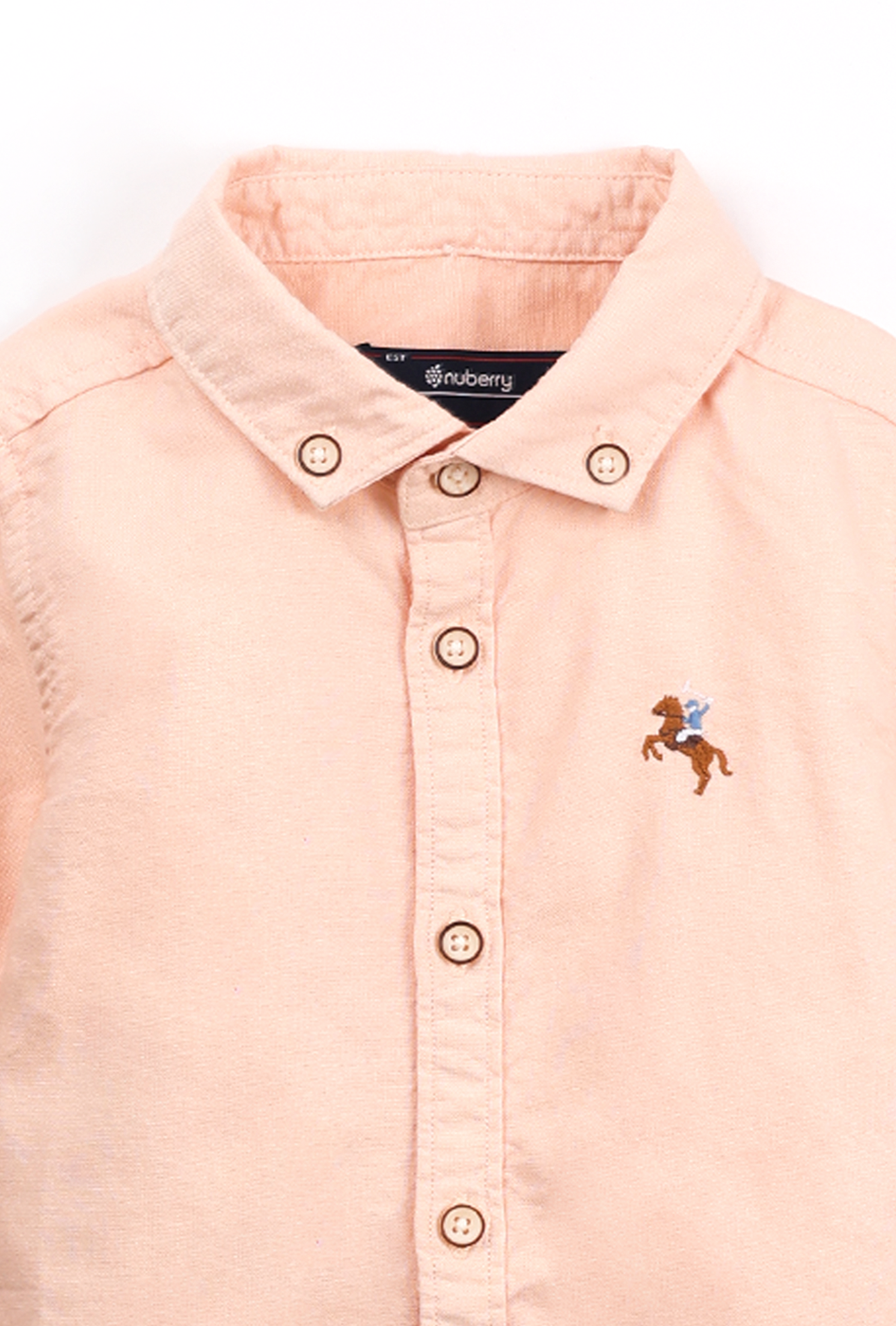 NUBERRY BOY- OXFORD SHIRT-FULL SLEEVE PEACH