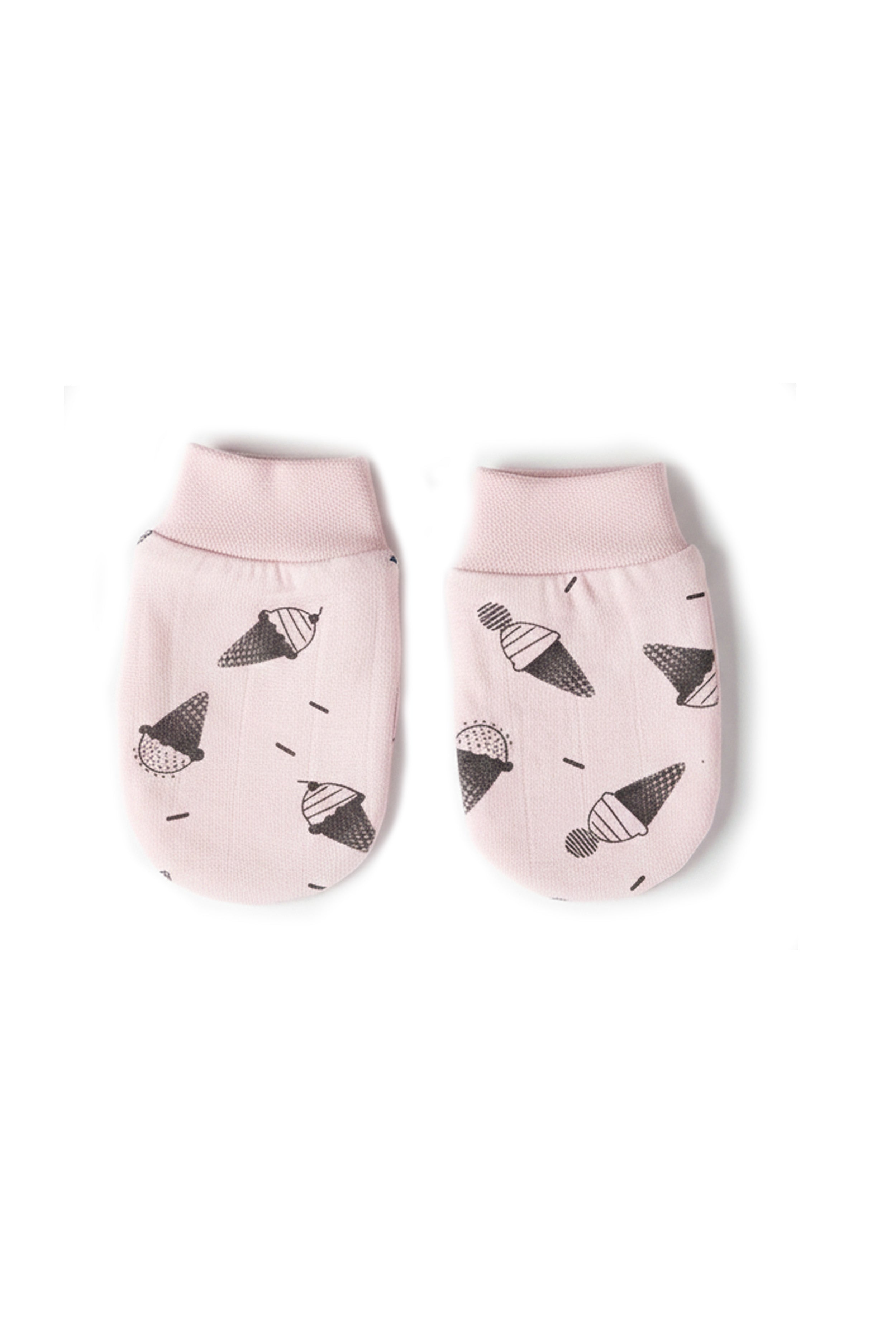 Nuberry Unisex Baby Booties, Mittens & Cap Set (Pink AOP)