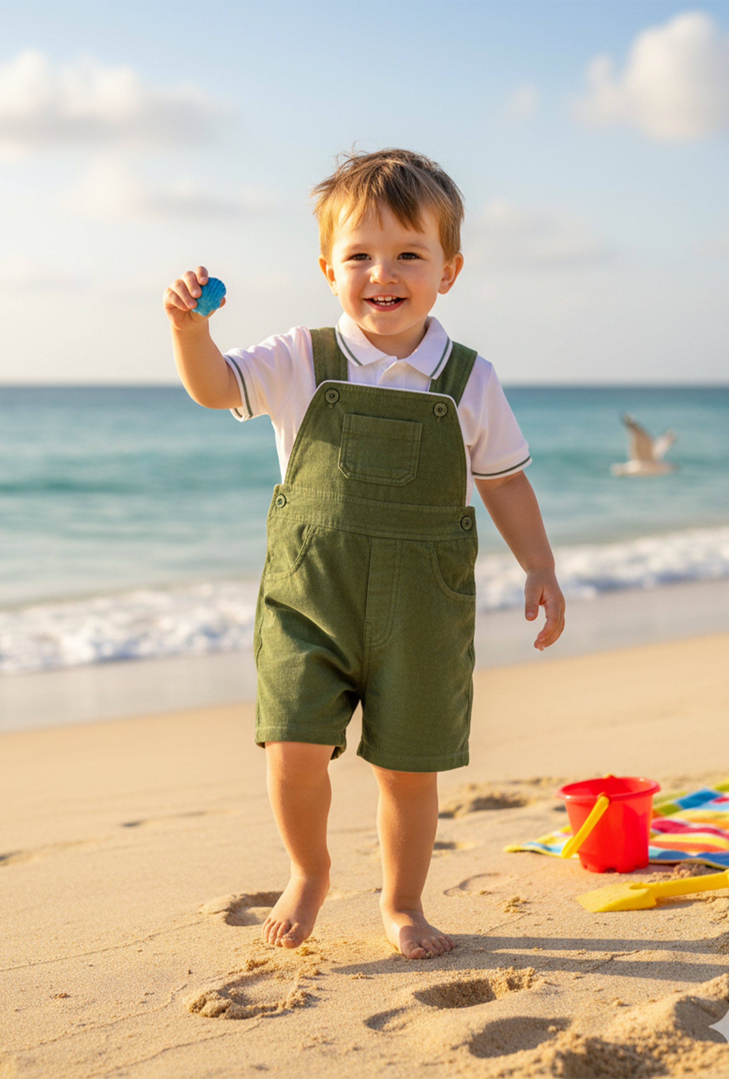 NUBERRY KIDS - BOY CORDUROY DUNGAREE GREEN
