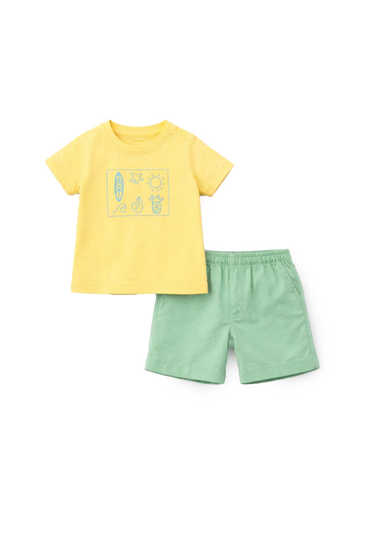 Boy T-Shirt and Shorts Set Lavender and Forcent Green Shorts