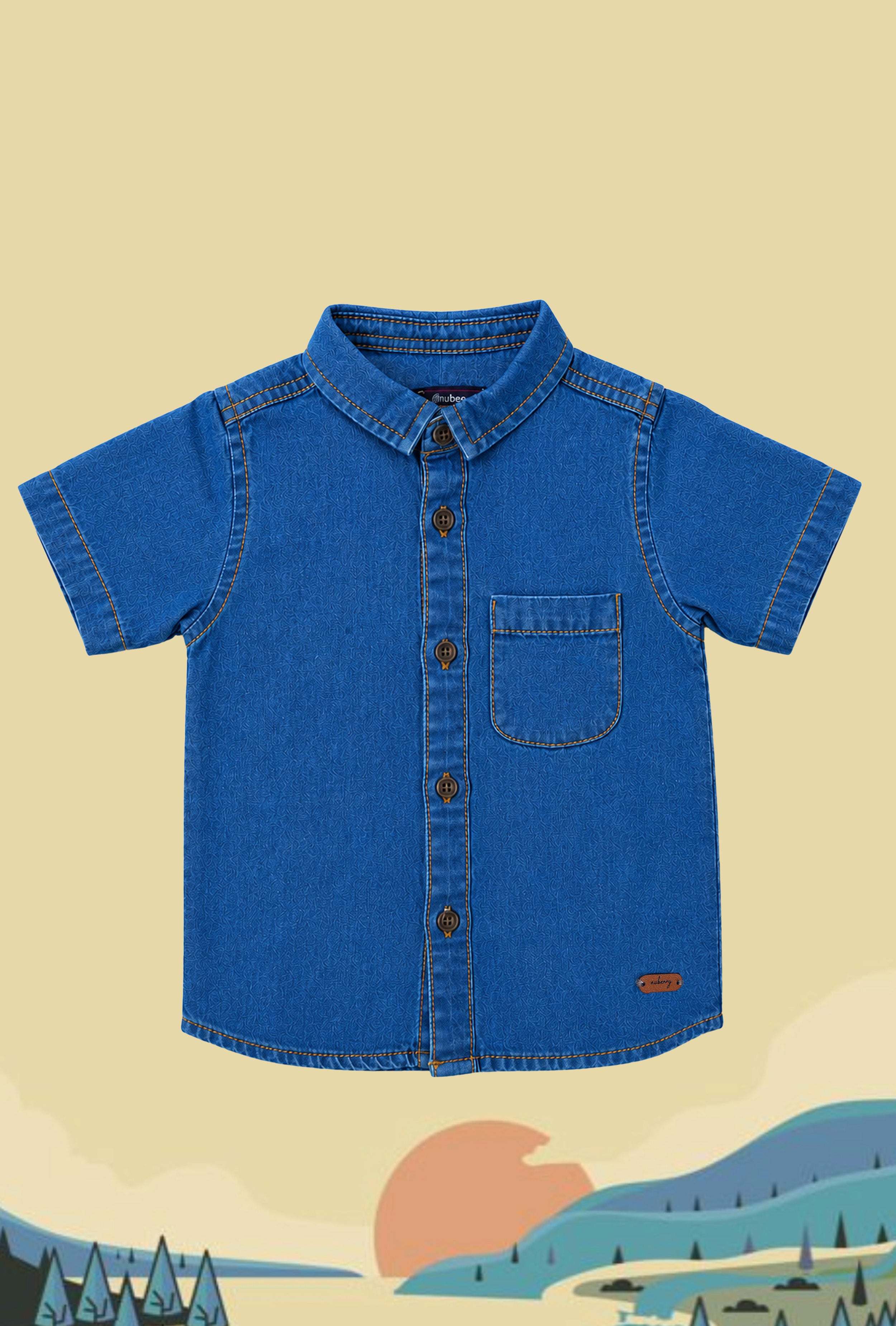 Nuberry Boys Premium Denim Half Sleeve Shirt | Smart Style | Everyday Comfort