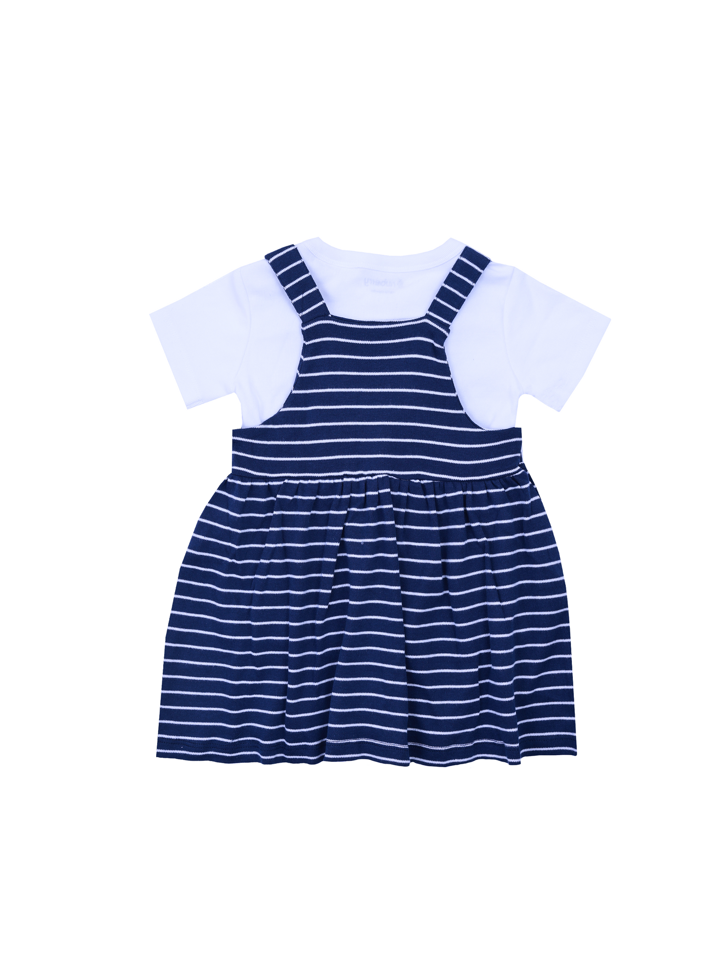 Navy Blue Striped Dungaree Dress for Girls