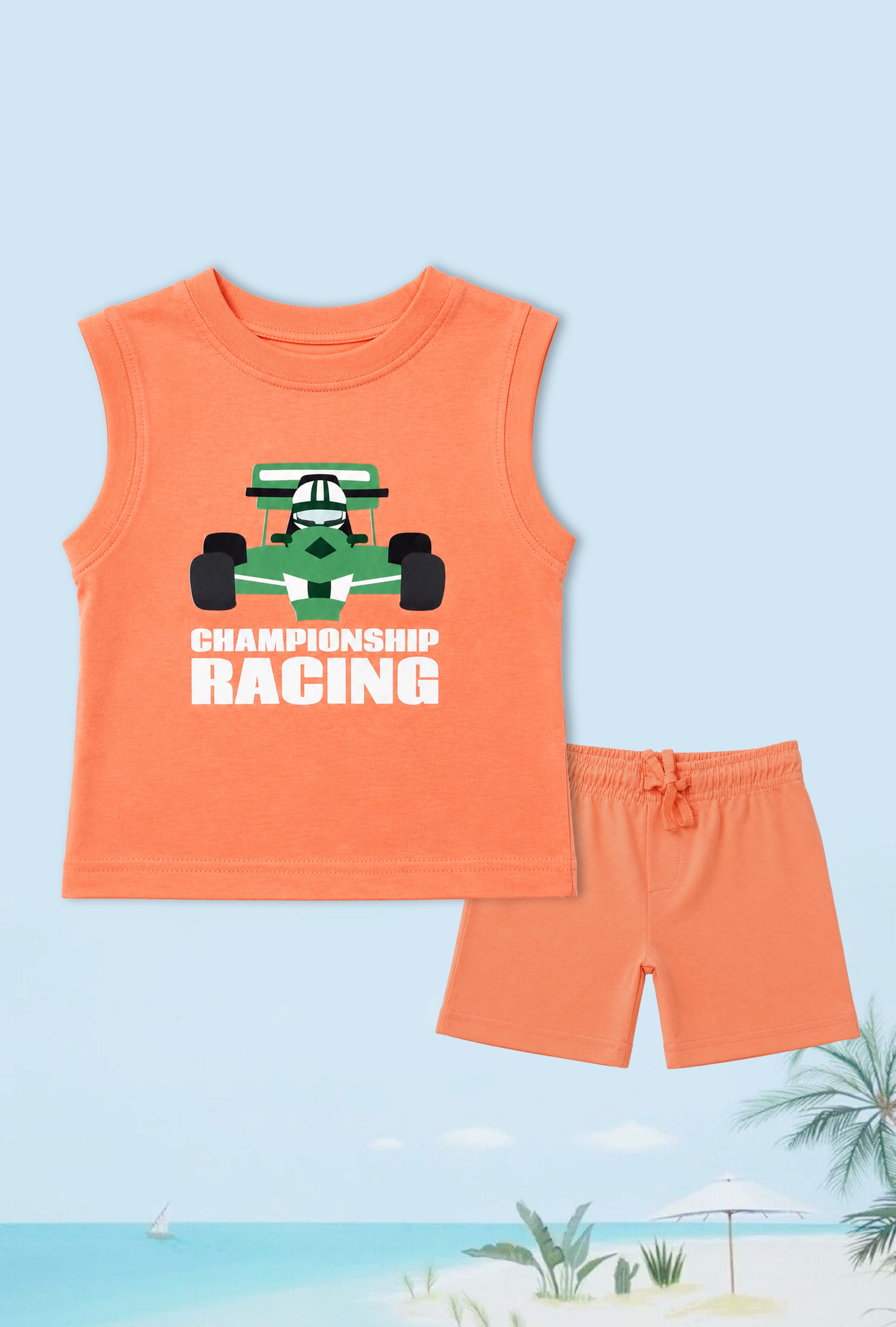 Nuberry Boys Sleeveless Co-ord Set | Soft & Breathable
