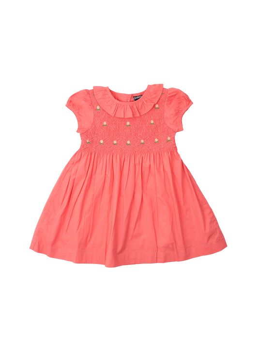 Orange Smocking Dress for Girls