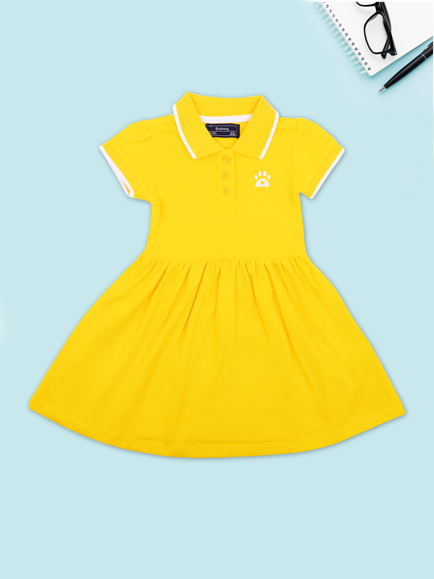 Yellow Polo Puff Sleeve Dress for Girls