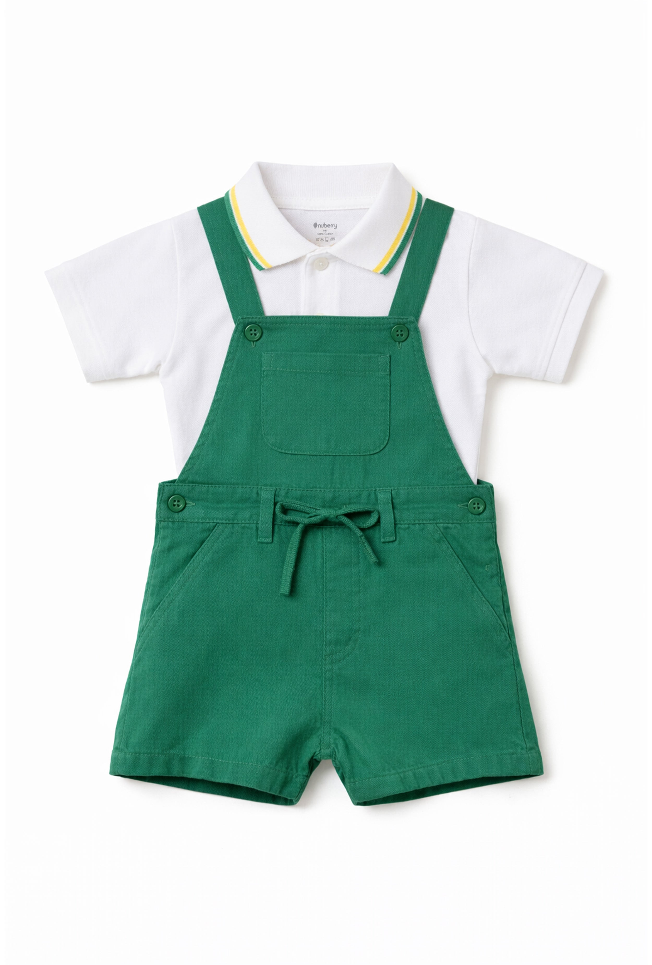Nuberry Boys Dungaree | Soft & Breathable | Green
