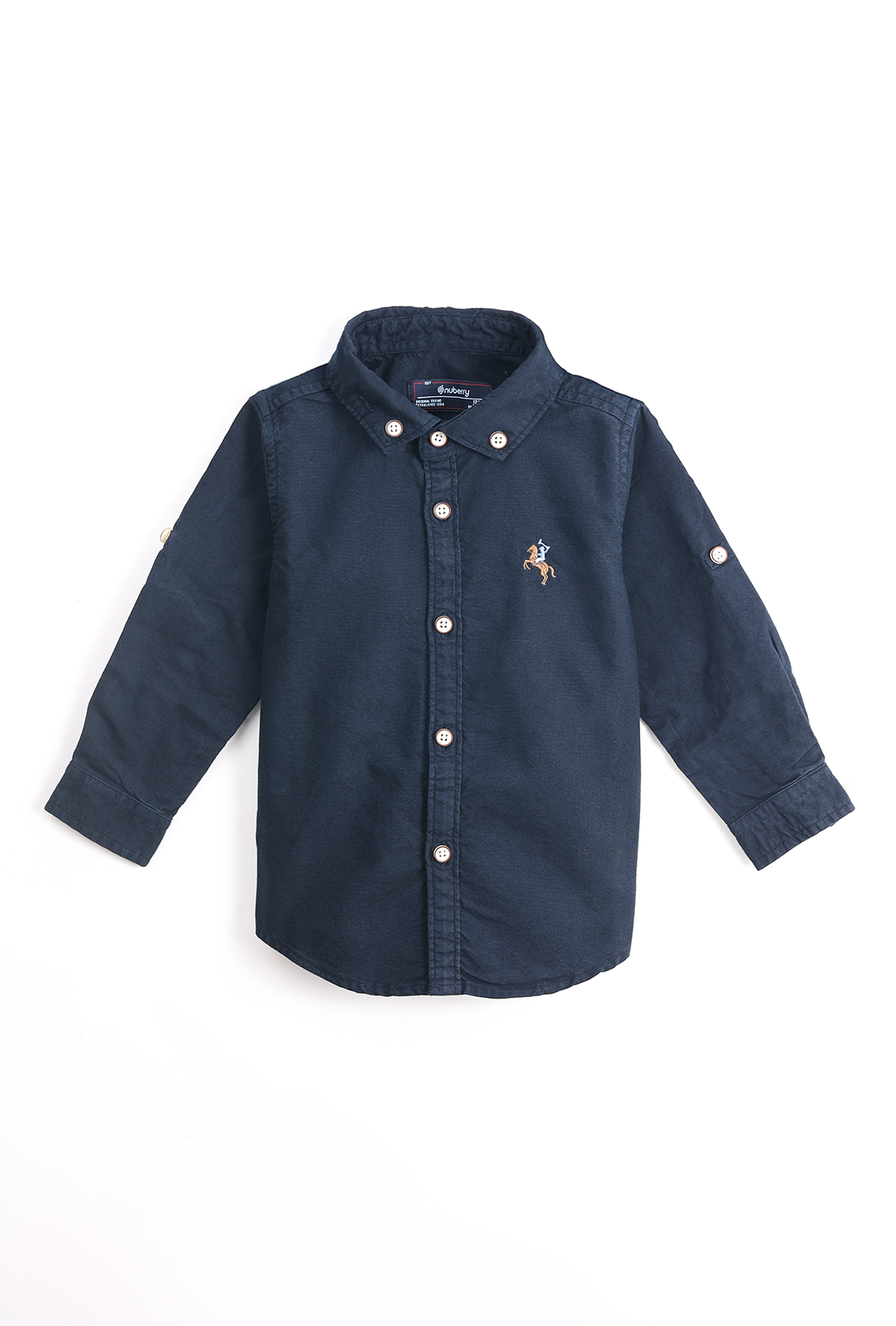 NUBERRY BOY- OXFORD SHIRT-FULL SLEEVE NAVY BLUE