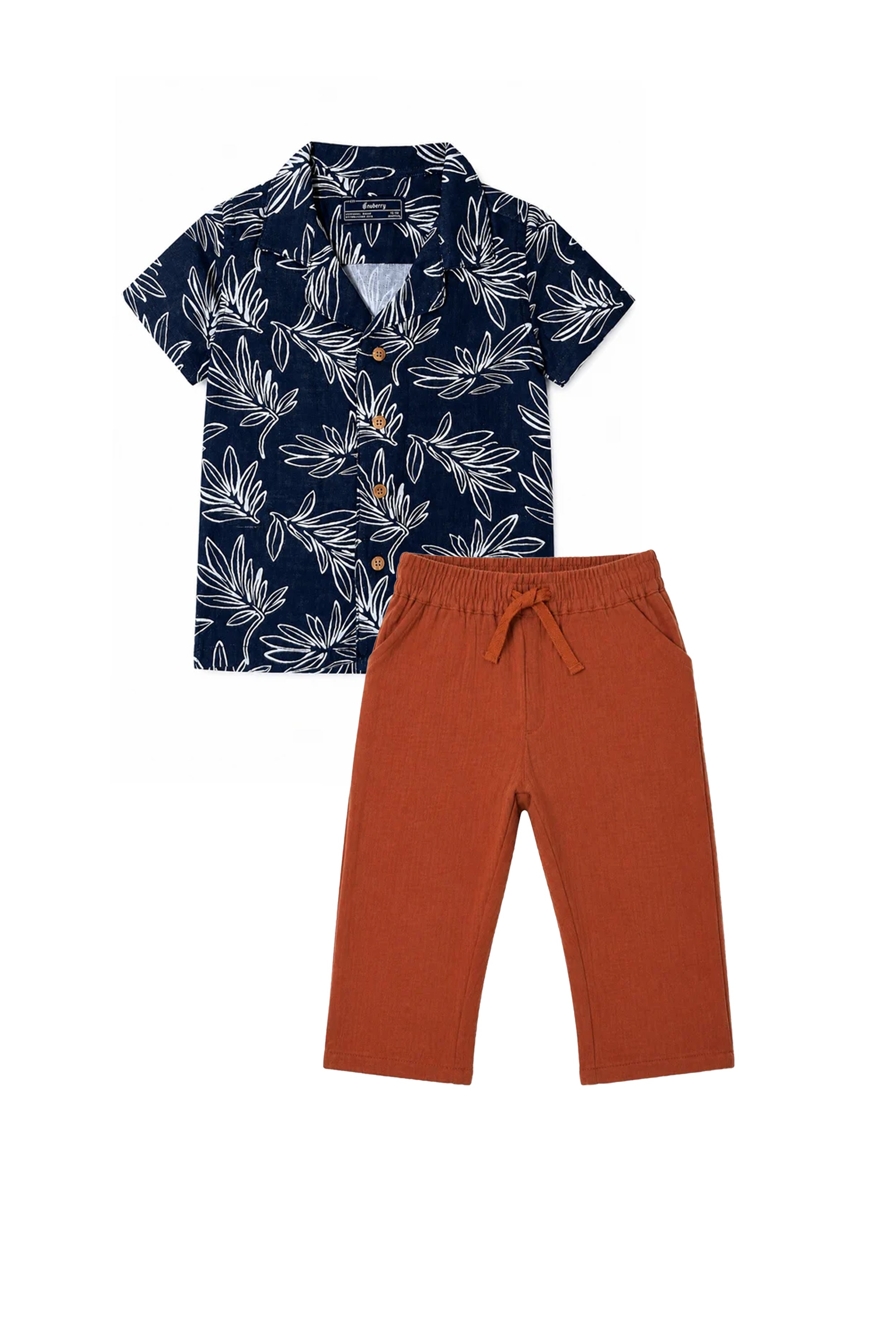 Nuberry Boys Shirt & Muslin Pants Set | Smart, Comfortable Style for Every Little Moment