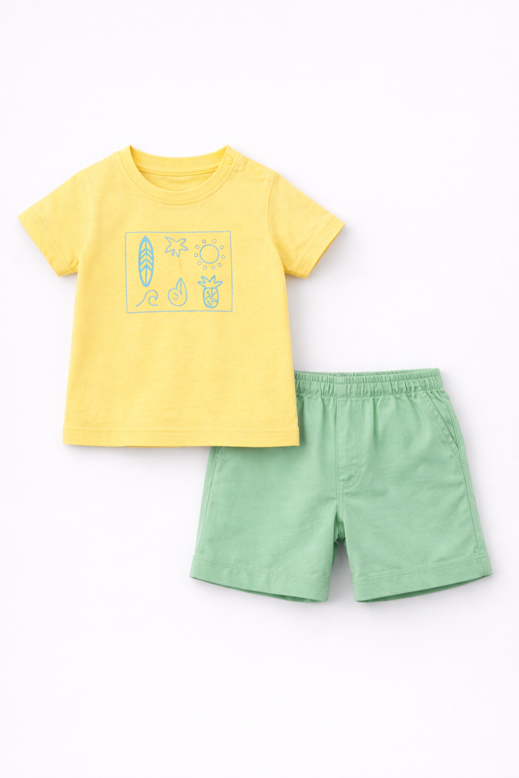 Boy T-Shirt and Shorts Set Lavender and Forcent Green Shorts