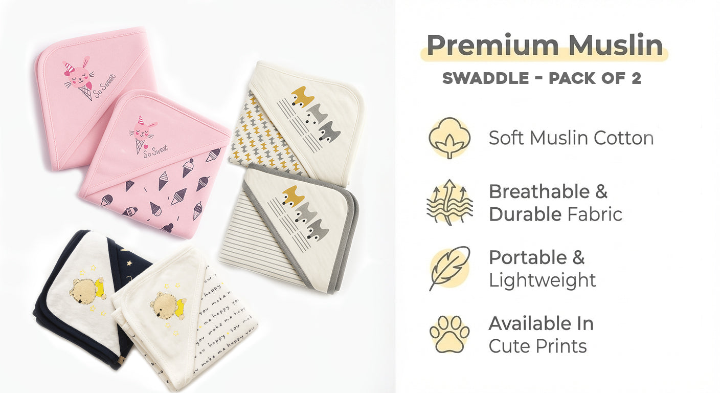 Nuberry Unisex Knitted Hooded Swaddle – Pack of 2 (Navy)