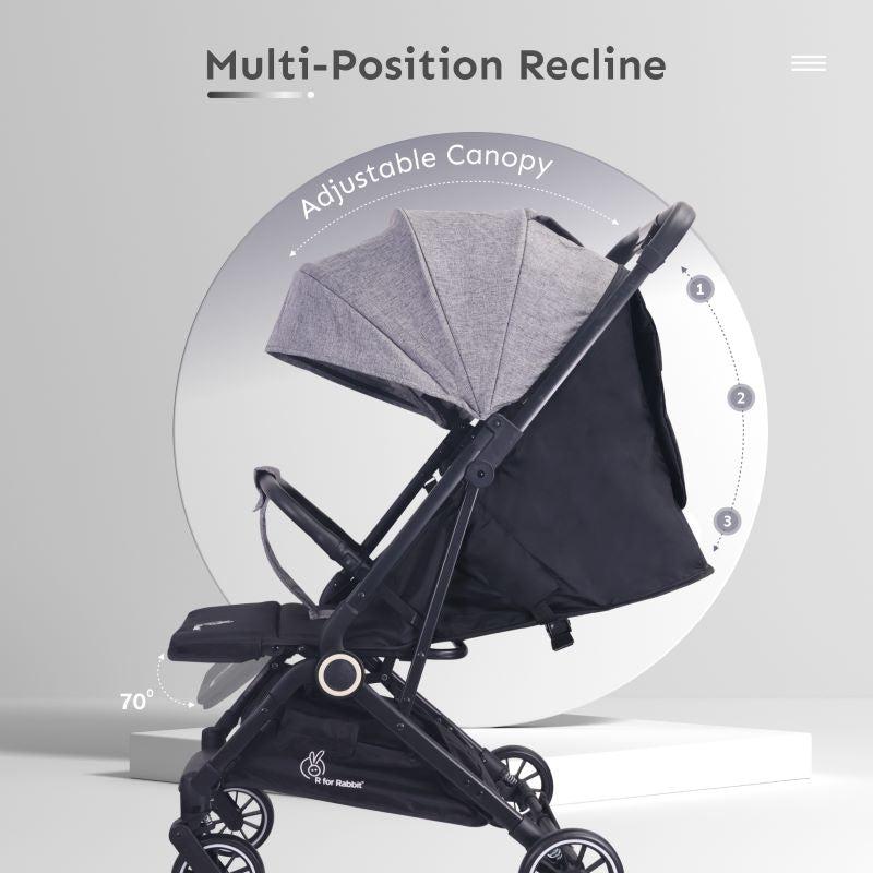 R for Rabbit Pocket Air Stroller - One Hand Fold, Light Weight, Travel Friendly, Adjustable Canopy