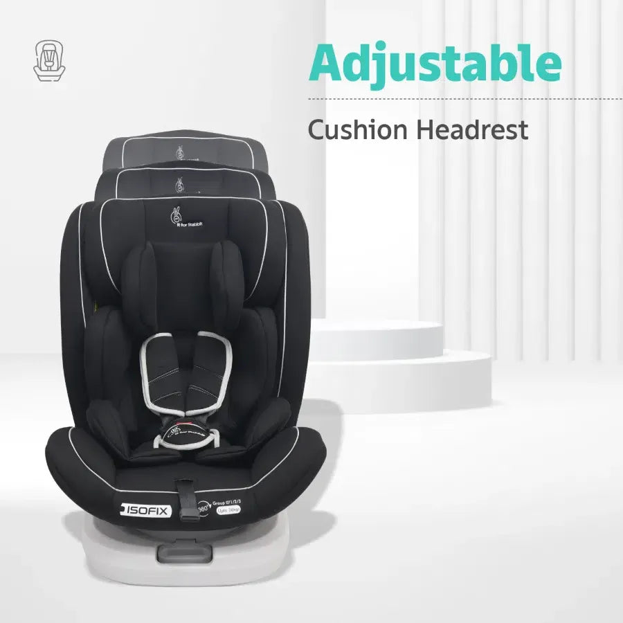 R for Rabbit Jack N Jill Grand ISOFIX Car Seat for kids 0-12 Years Safety Certified, 5-Point Safety Harness, Removable Seat Cover, Adjustable Head Rest