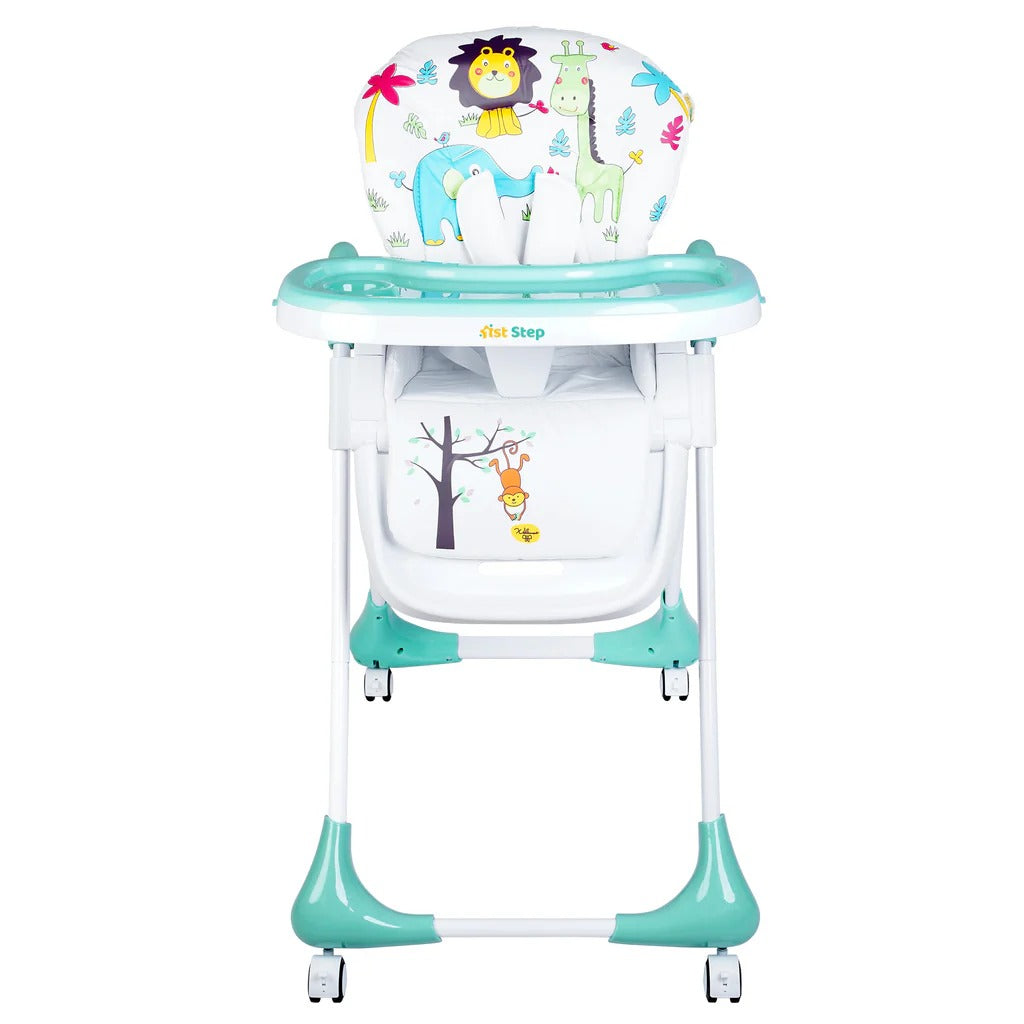1st Step Little Lux Baby High Chair with 5 Point Safety Harness, 7 Level Height Adjustment (Mint Green)