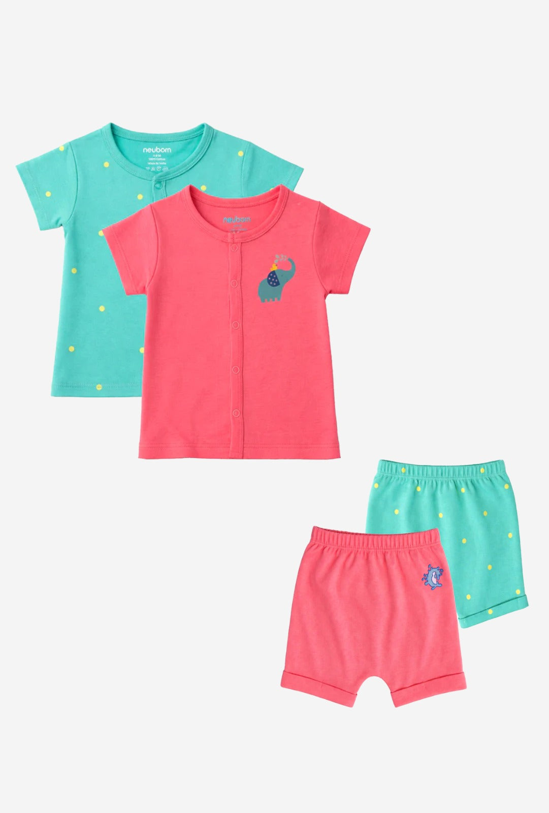 Nuberry Unisex Baby Combo Pack | Jabla & Shorts (Pack of 4) | Skin-Friendly Cotton